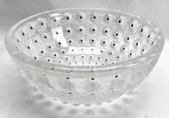 Rene Lalique Nemours Bowl Signed with 240 points of hand-applied black enamel