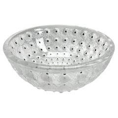 Rene Lalique Nemours Bowl Signed with 240 points of hand-applied black enamel