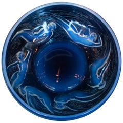 René Lalique ""Ondines"" Schale Art Deco Schale Blau Opalescence Französisch um 1930