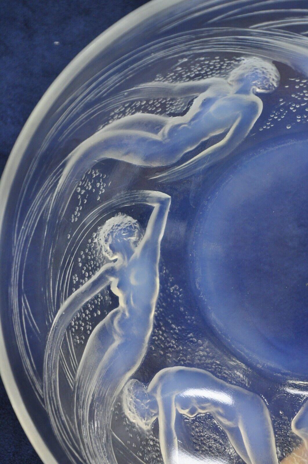 René Lalique Ondines Opalescent Glass Swimming Mermaids French Dish Bowl For Sale 5