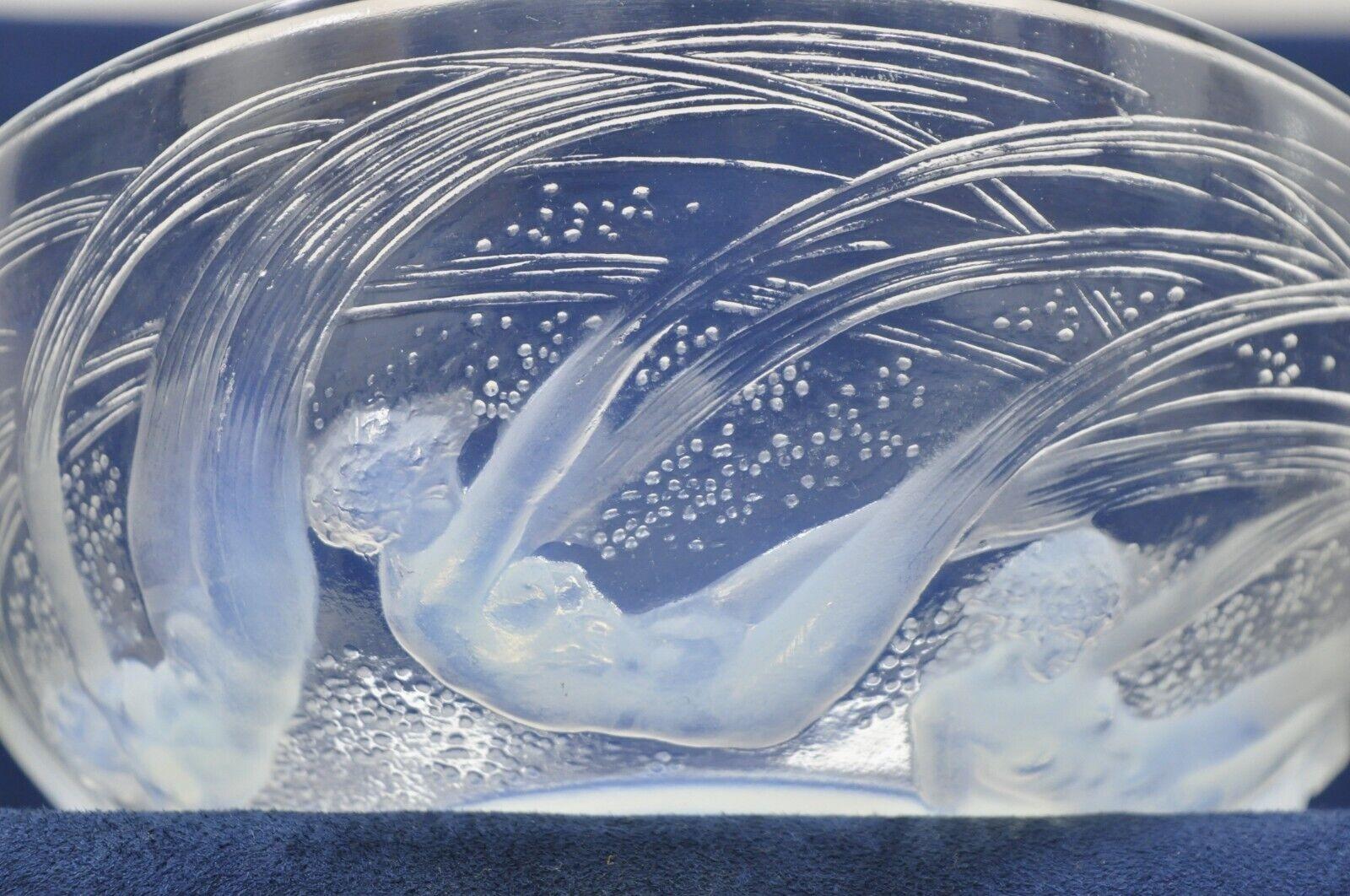 Original René Lalique Ondines Opalescent Clear Glass Swimming Mermaids French Bowl.
Item features signed 
