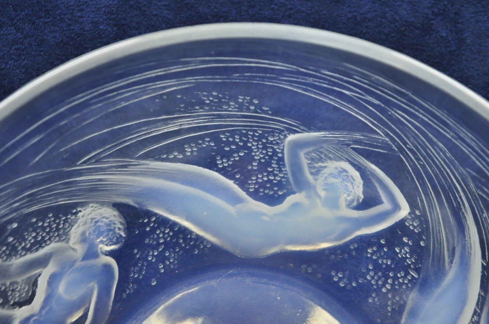 Early 20th Century René Lalique Ondines Opalescent Glass Swimming Mermaids French Dish Bowl For Sale