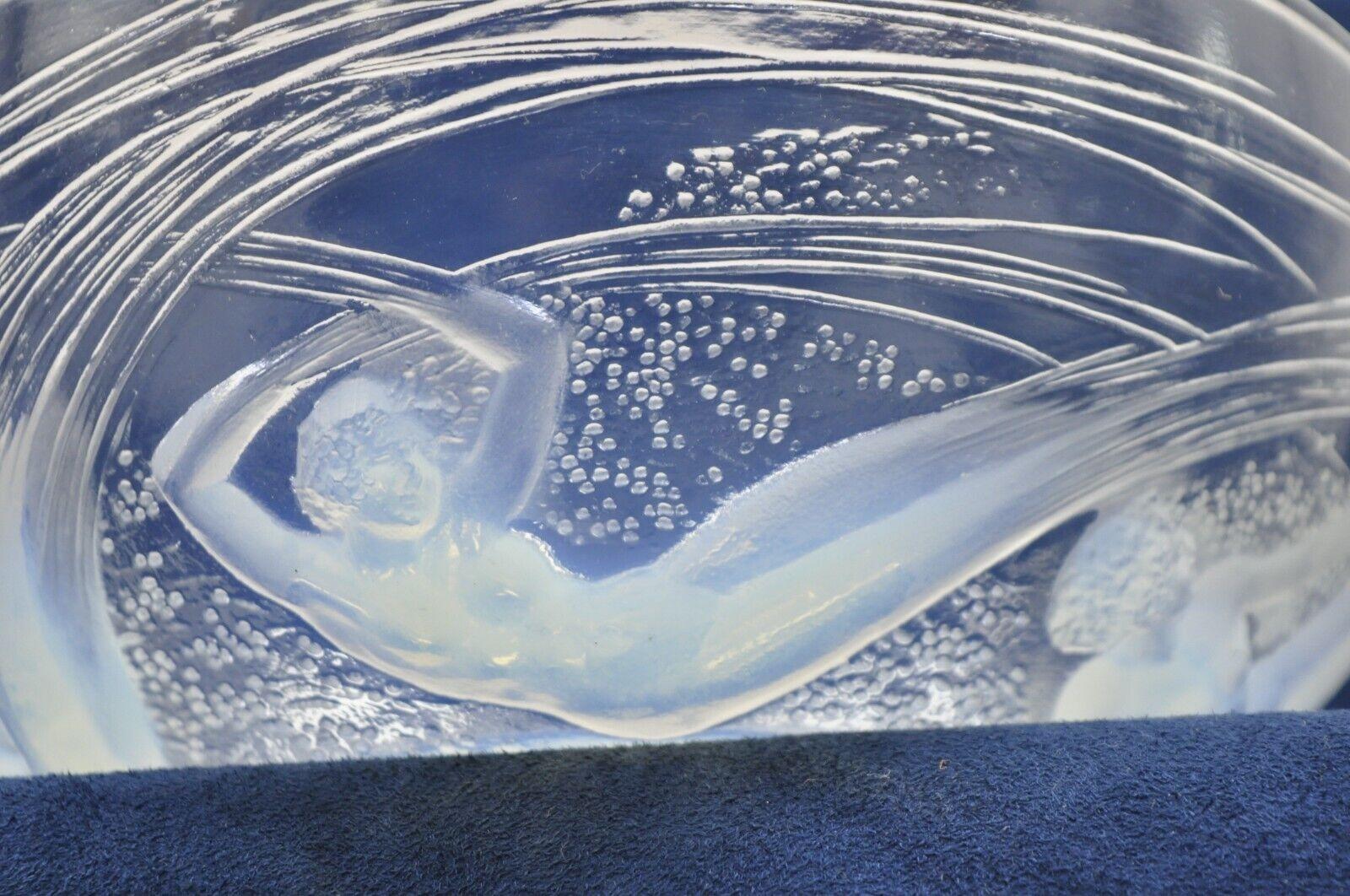 René Lalique Verre Opalescent Ondines Mermaids Swimming French Dish Bowl en vente 1