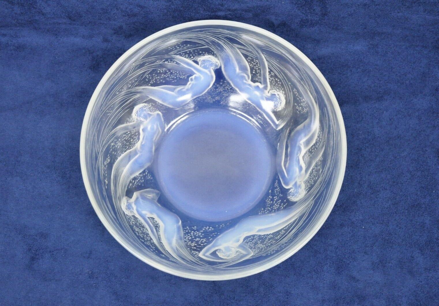 René Lalique Ondines Opalescent Glass Swimming Mermaids French Dish Bowl For Sale 3