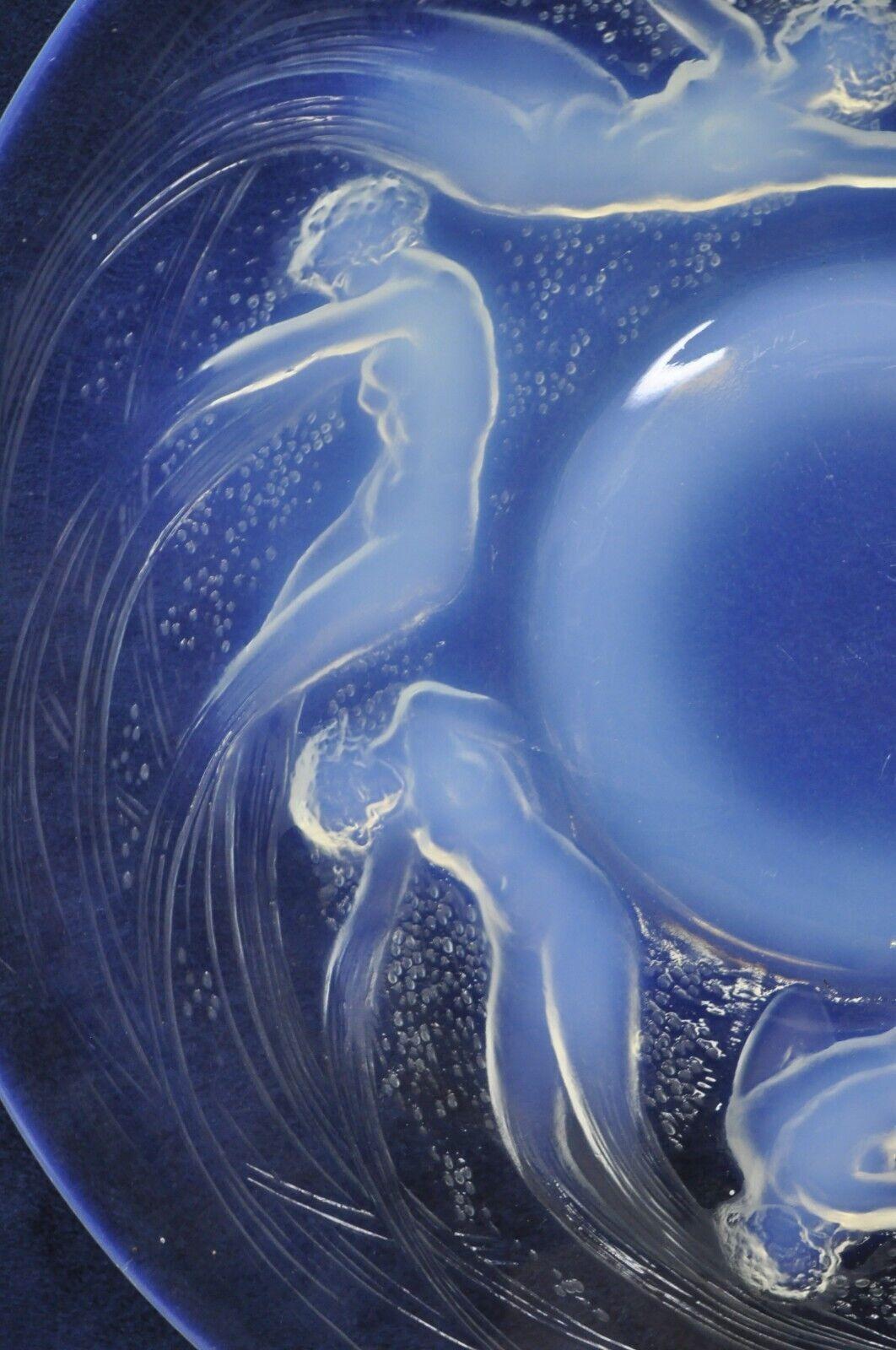 Early 20th Century René Lalique Ondines Opalescent Glass Swimming Mermaids French Dish Plate For Sale