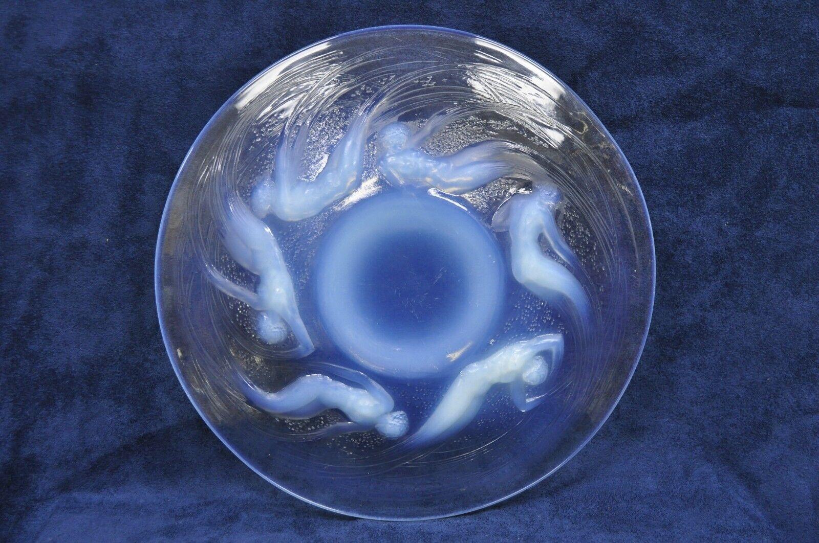 René Lalique Ondines Opalescent Glass Swimming Mermaids French Dish Plate For Sale 3