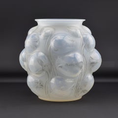Rene Lalique opalescent and  grey stained Tulipes vase C1927