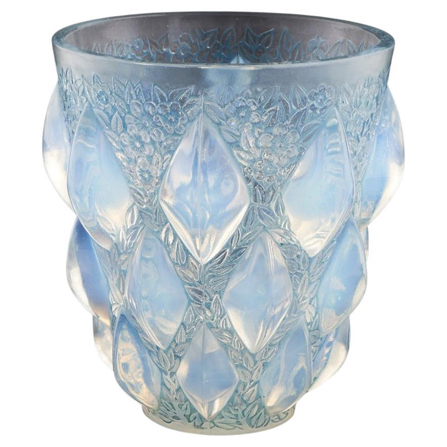Rene Lalique Opalescent and Stained Rampillon Vase Designed, 1927