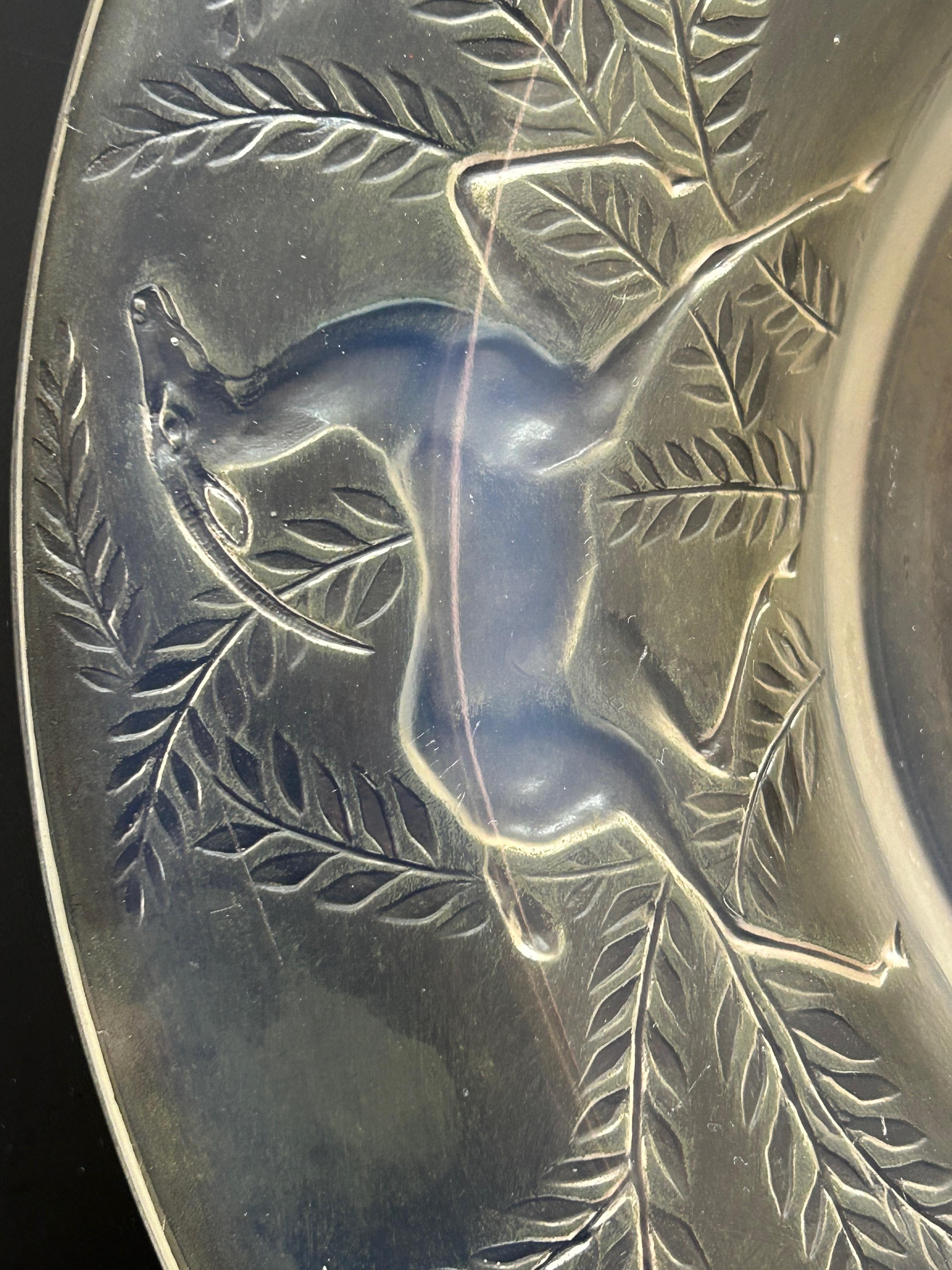René Lalique Opalescent Art Deco Dish Gazelles Model 1