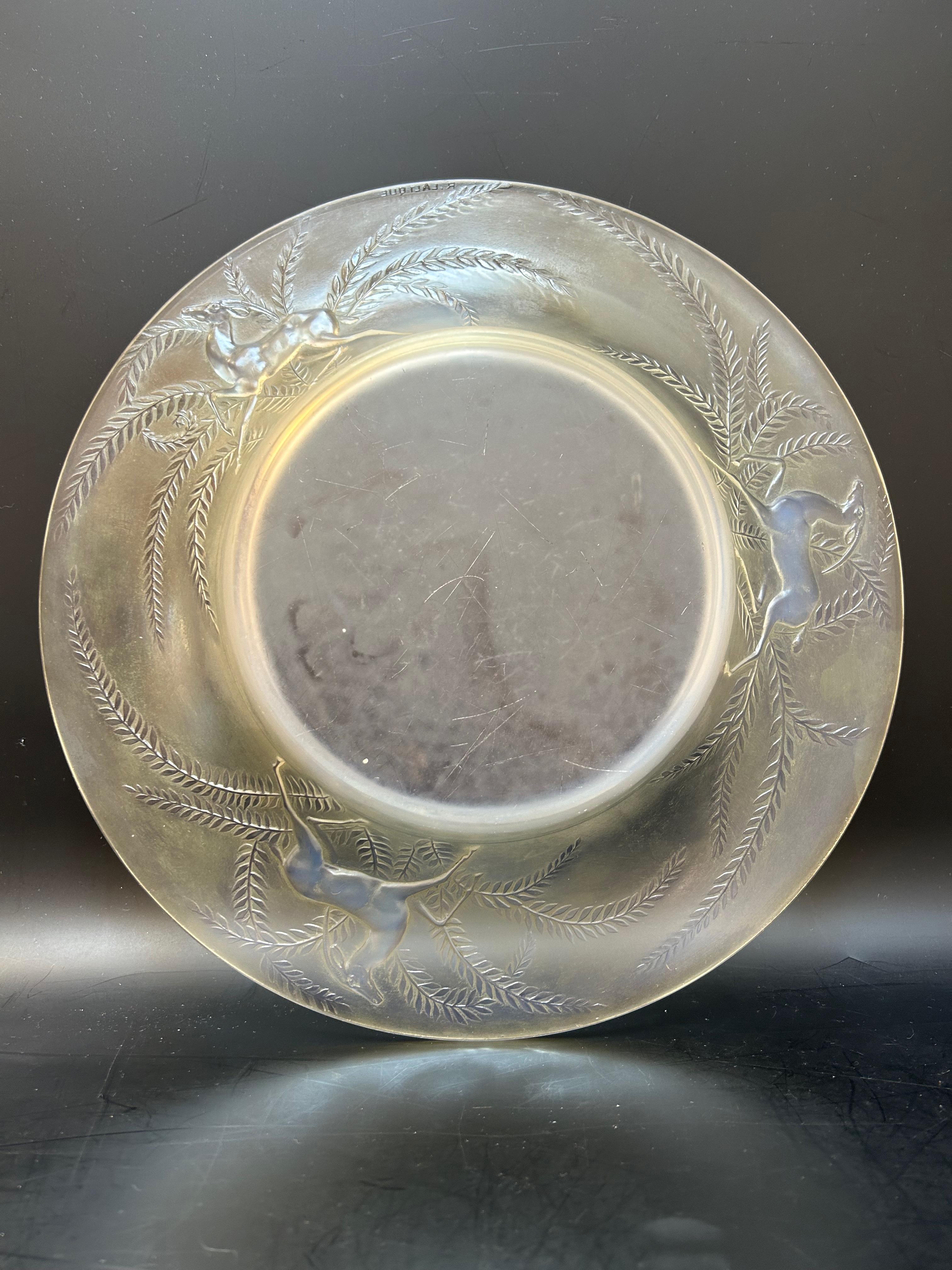 René Lalique Opalescent Art Deco Dish Gazelles Model 2