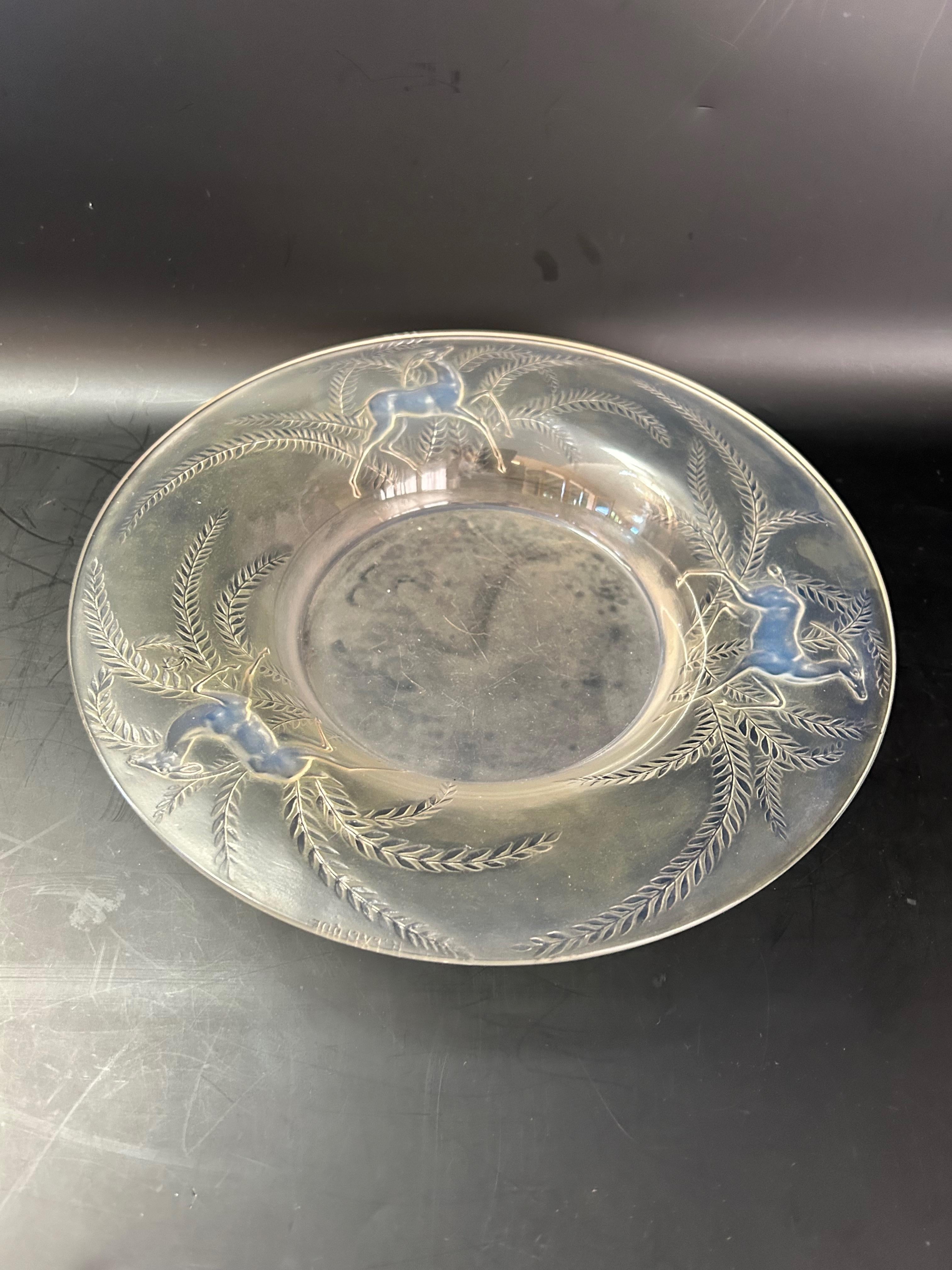 René Lalique Opalescent Art Deco Dish Gazelles Model 3