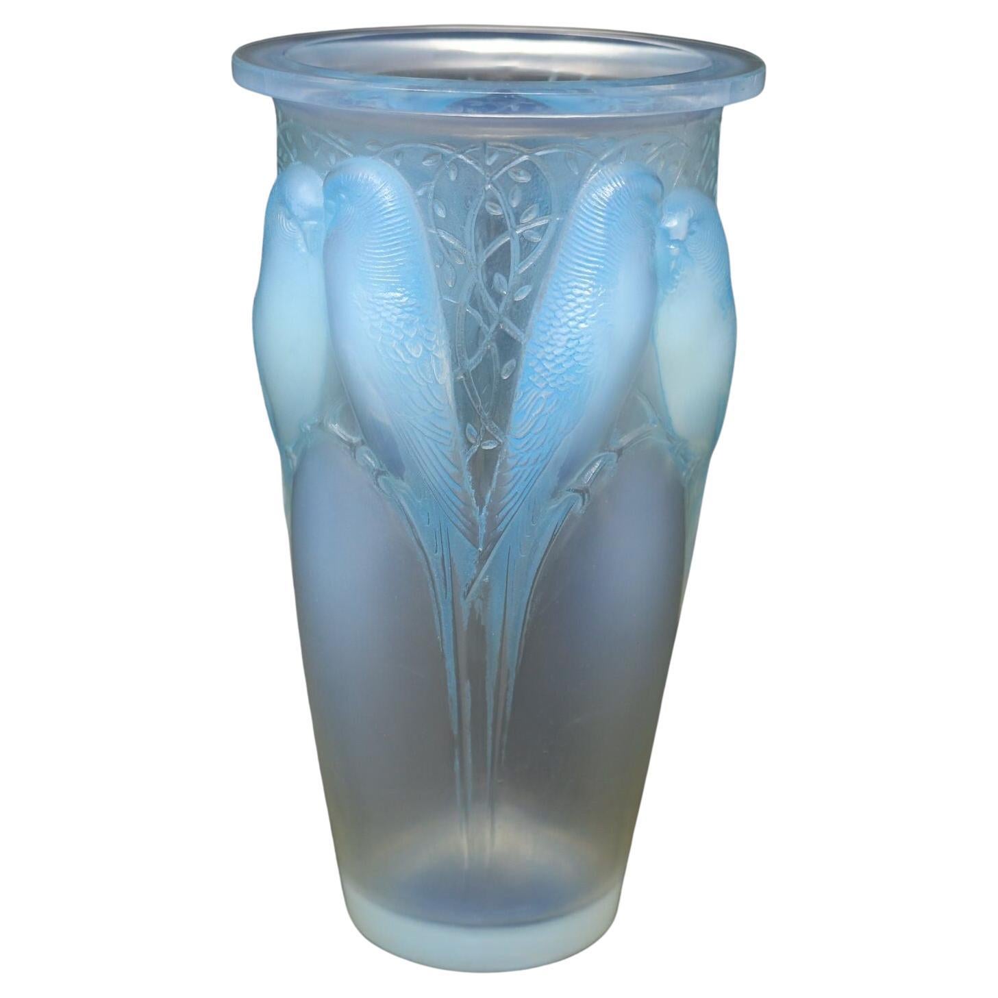 Rene Lalique Opalescent Glass 'Ceylan' Vase For Sale