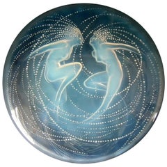 Rene Lalique Opalescent Glass 'Deux Sirenes' Box