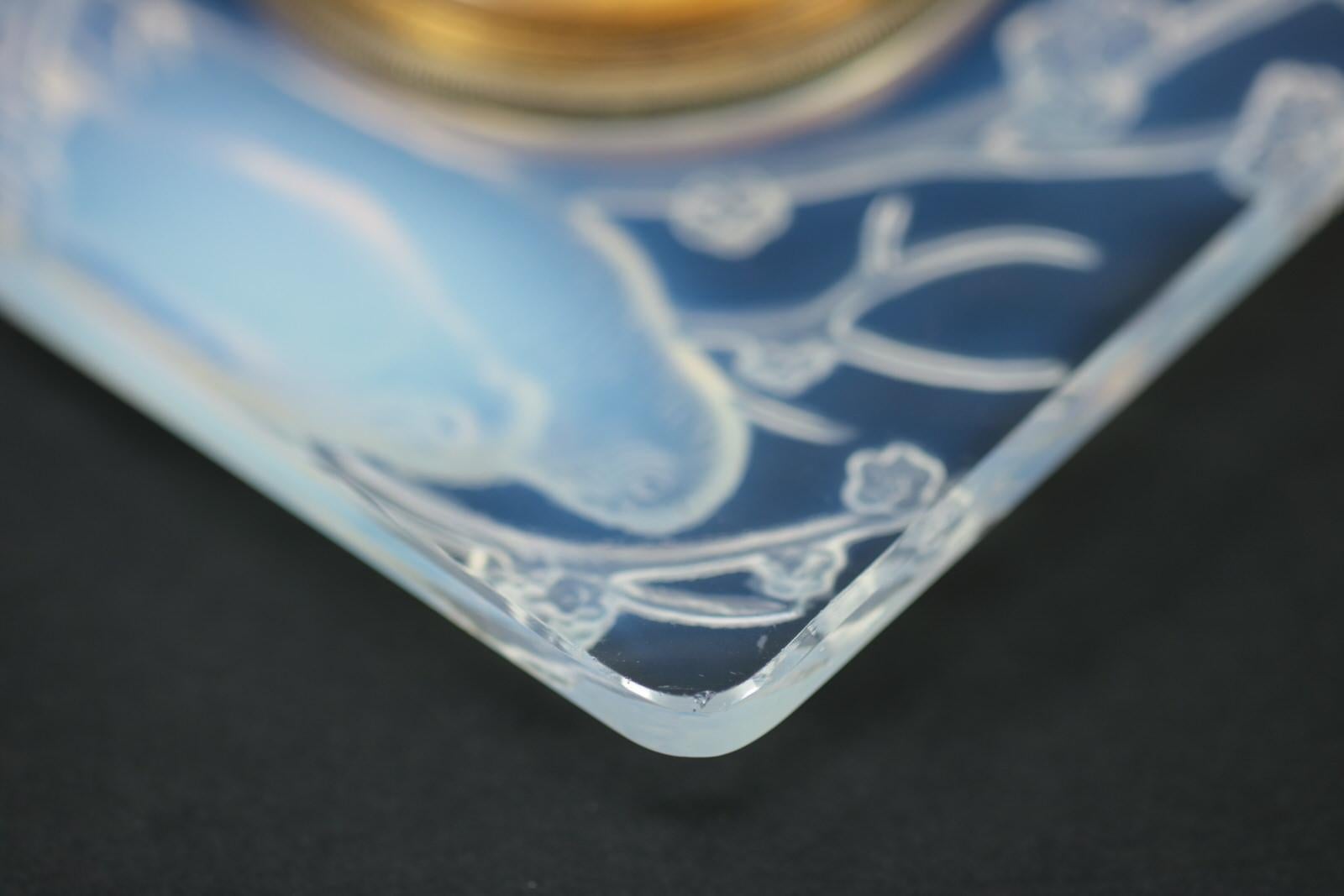 René Lalique Opalescent Glass Inseparables Clock 2