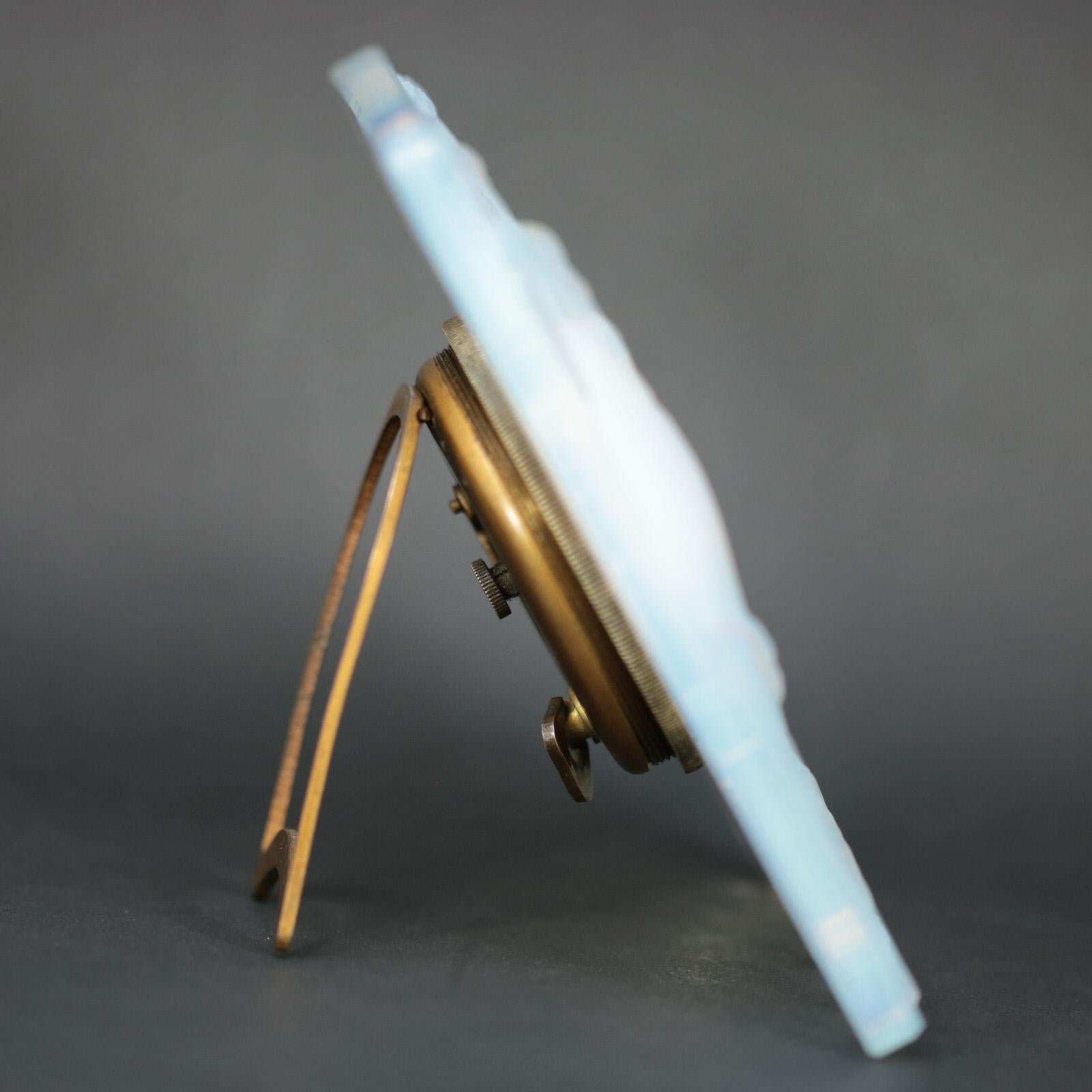 Art Deco René Lalique Opalescent Glass Inseparables Clock