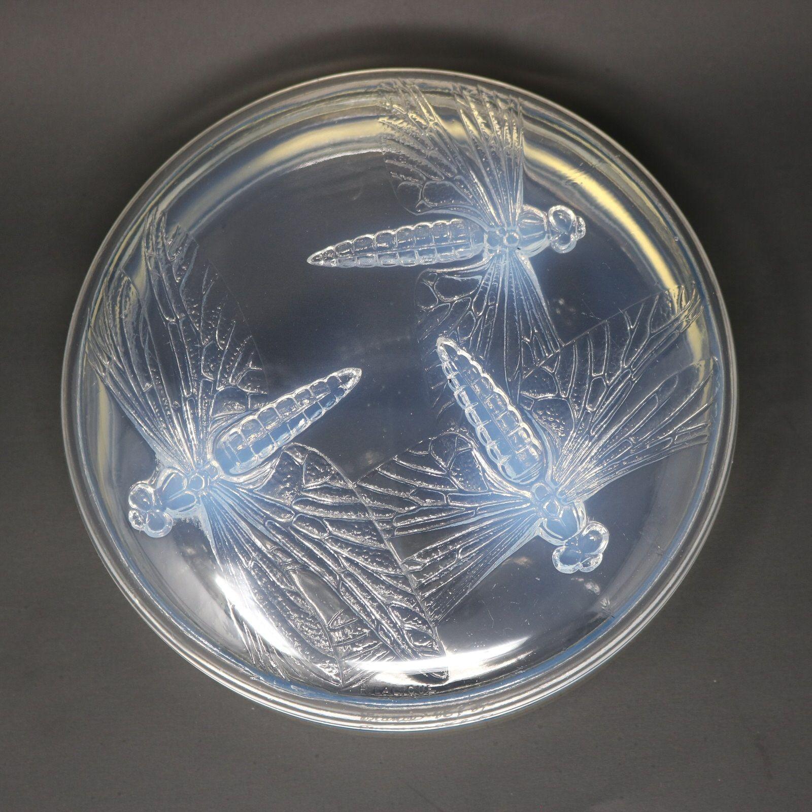 Early 20th Century Rene Lalique Opalescent Glass 'Libellules' Box For Sale