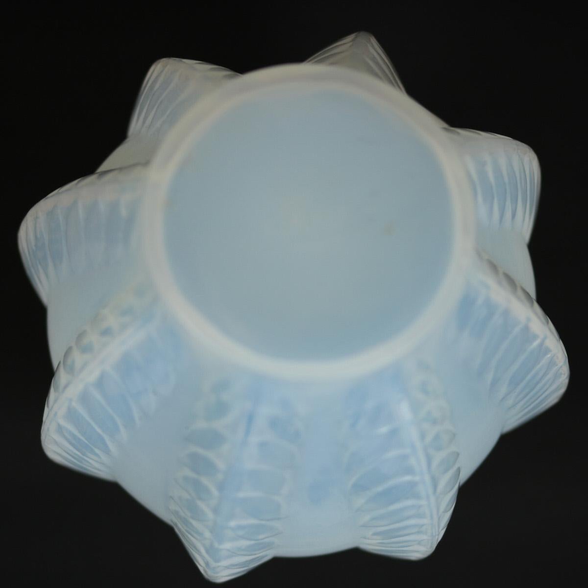 Rene Lalique Opalescent Glass 'Malines' Vase For Sale at 1stDibs