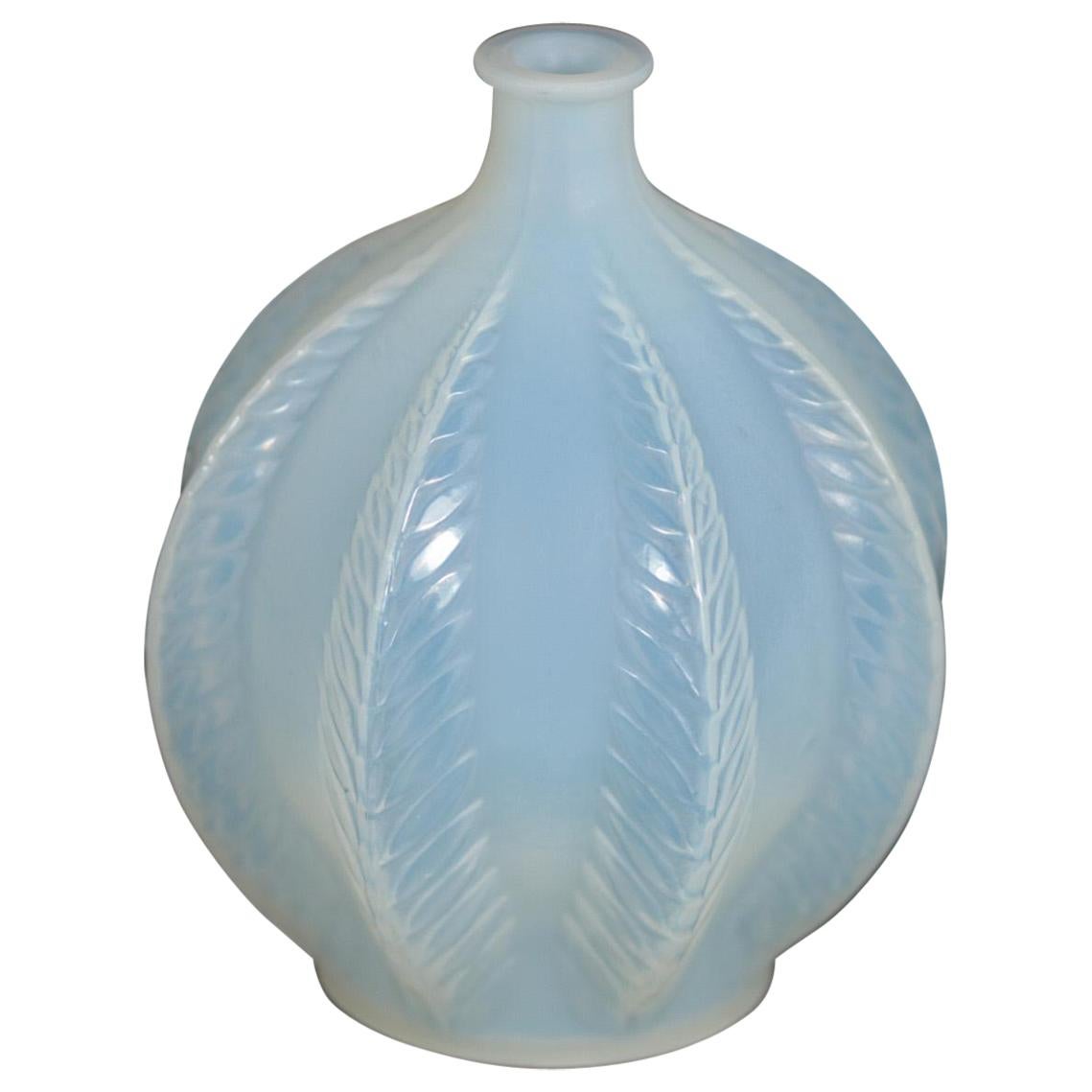 Rene Lalique Opalescent Glass 'Malines' Vase For Sale