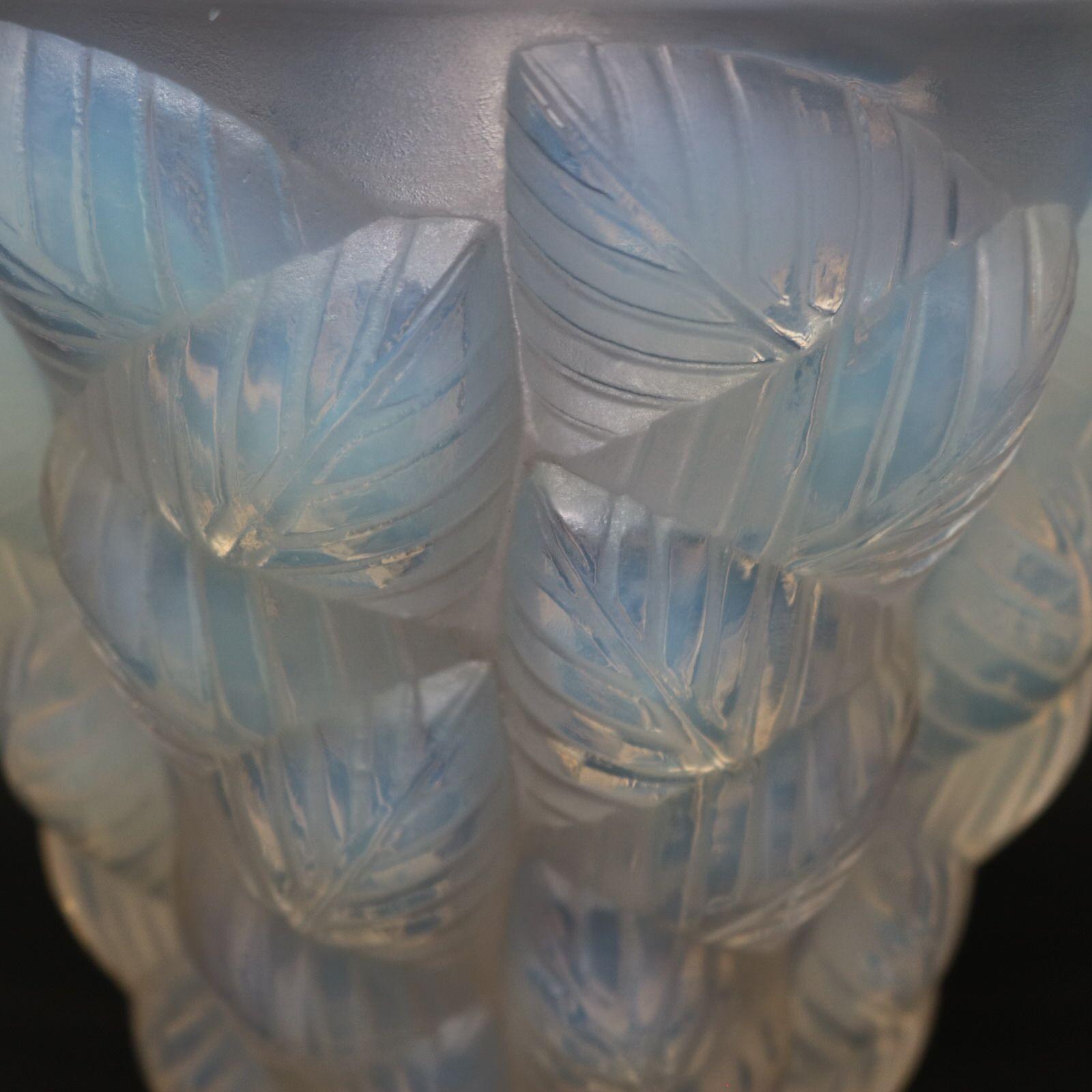 Art Deco Rene Lalique Opalescent Glass Moissac Vase For Sale