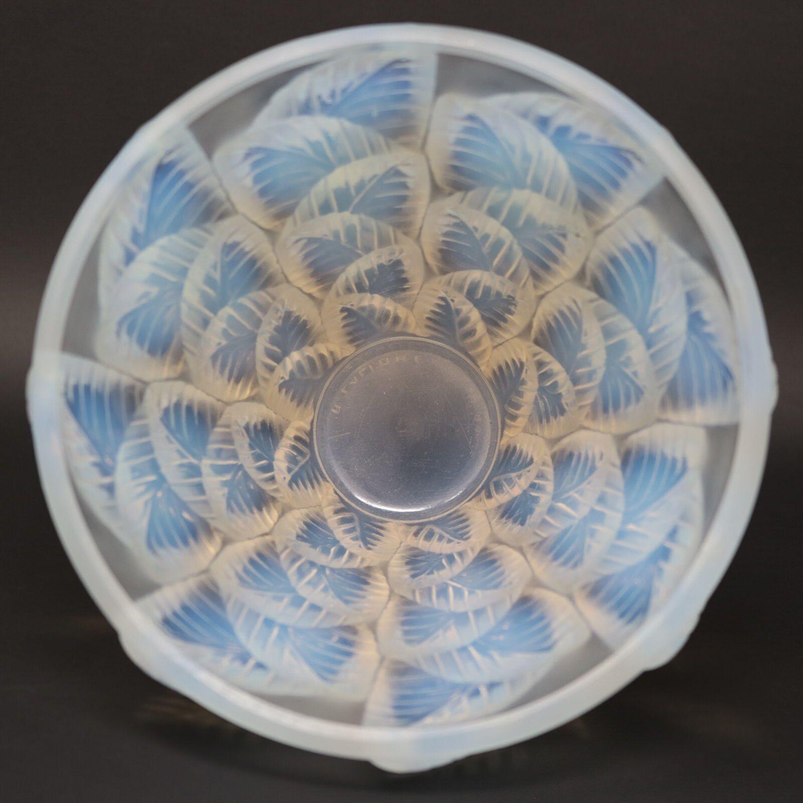 French Rene Lalique Opalescent Glass Moissac Vase For Sale