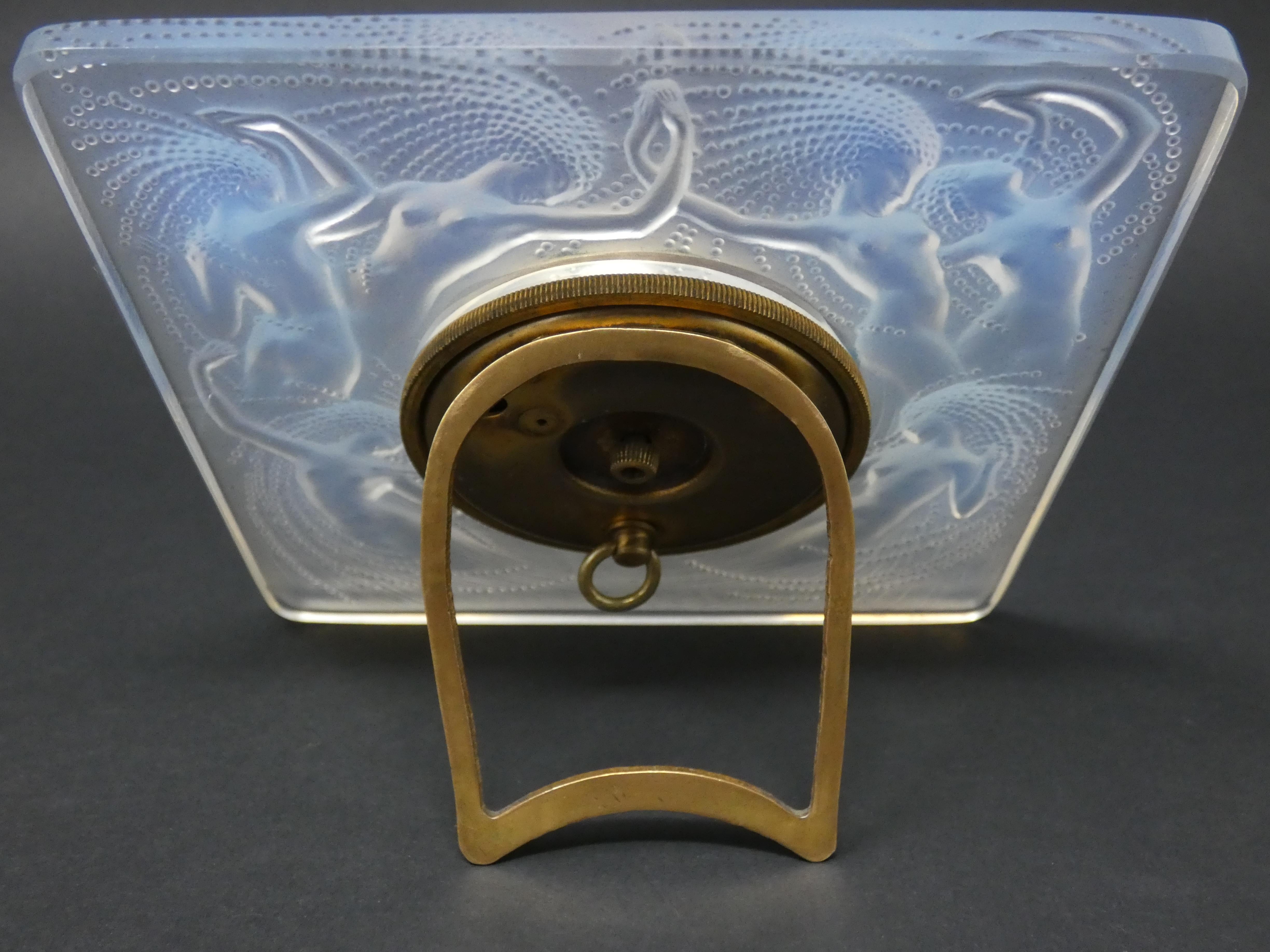 Art Nouveau René Lalique Opalescent Glass 'Naiades' Clock