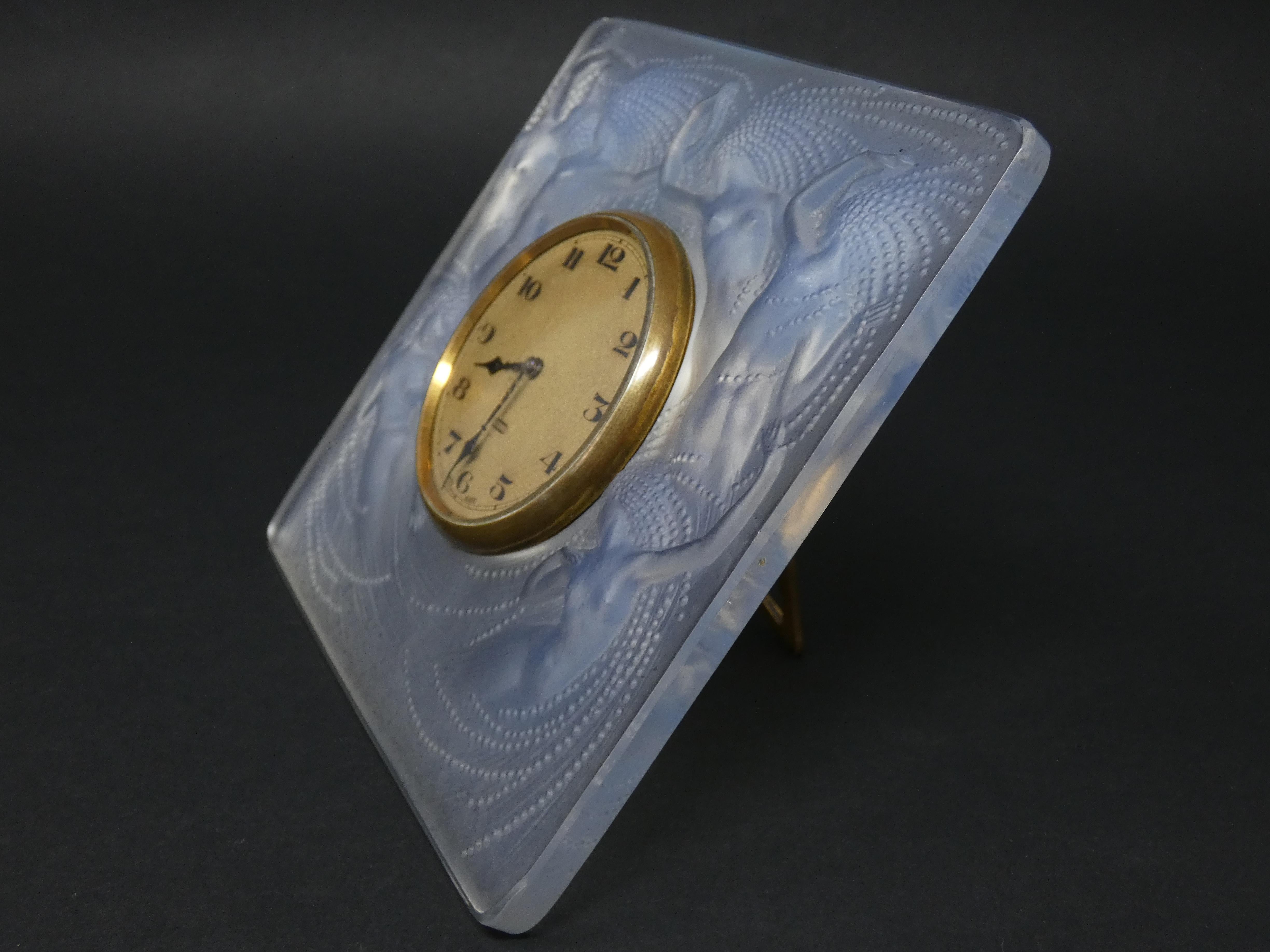 French René Lalique Opalescent Glass 'Naiades' Clock