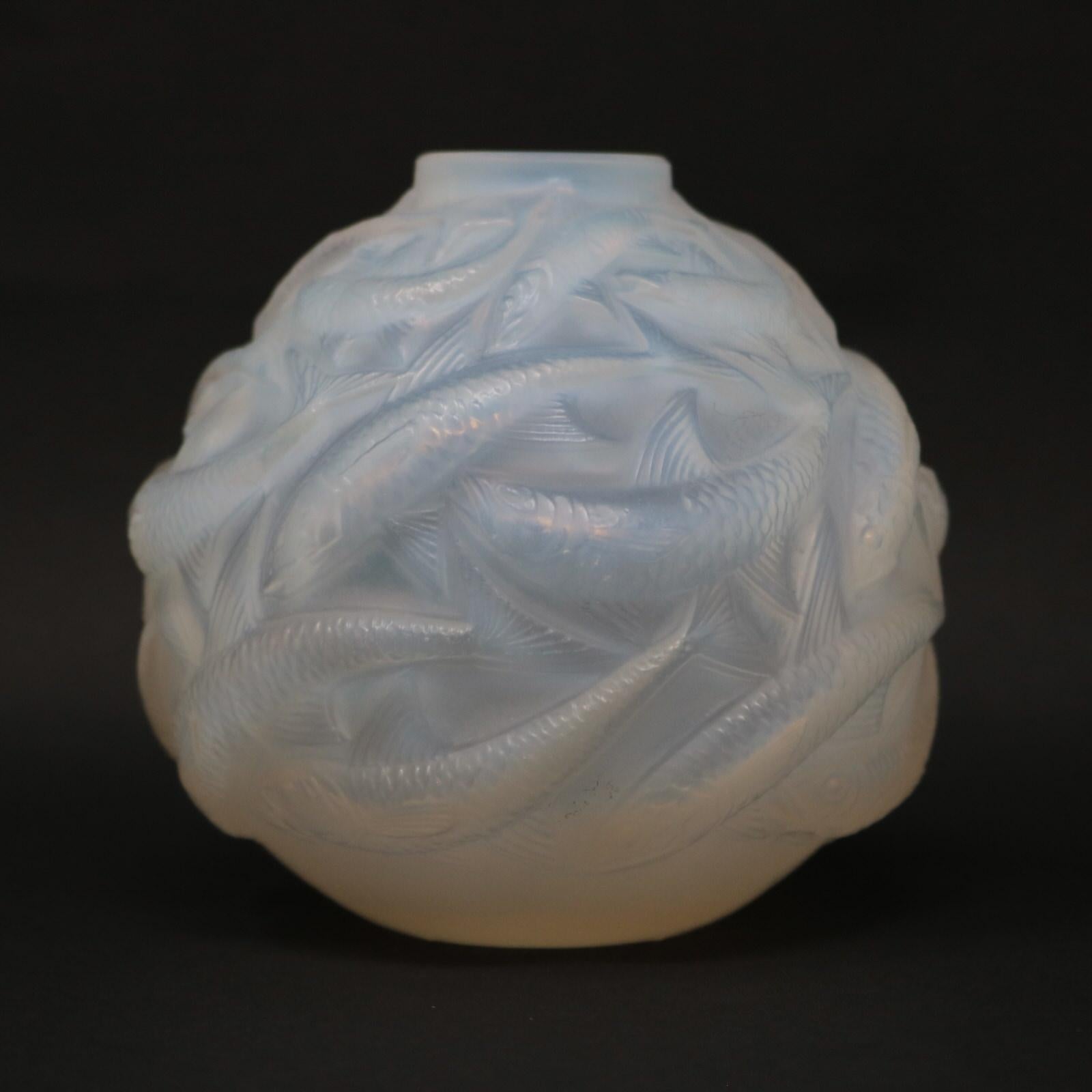 Early 20th Century Rene Lalique Opalescent Glass 'Oleron' Vase