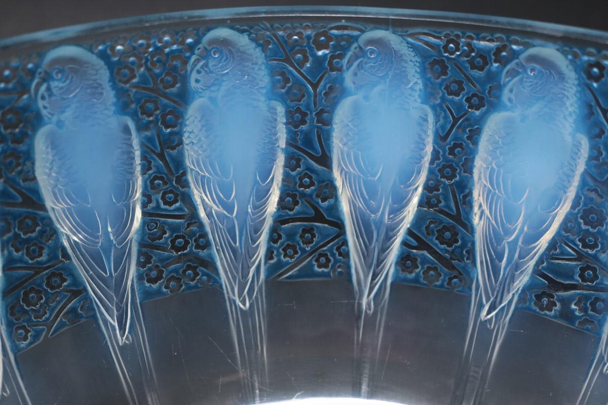 Pressed Rene Lalique Opalescent Glass 'Perruches' Bowl