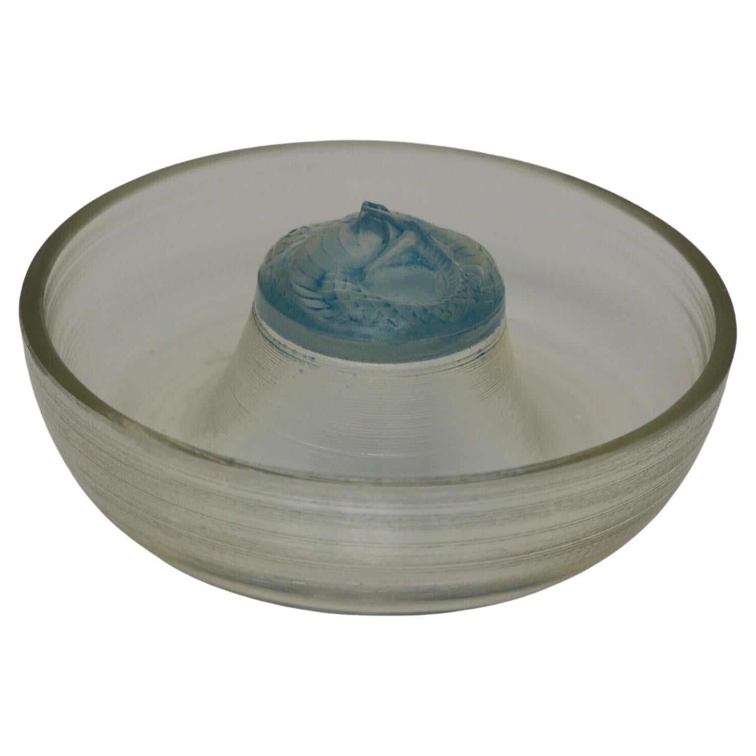 Rene Lalique Opalescent Glass 'Serpent' Round Ashtray For Sale