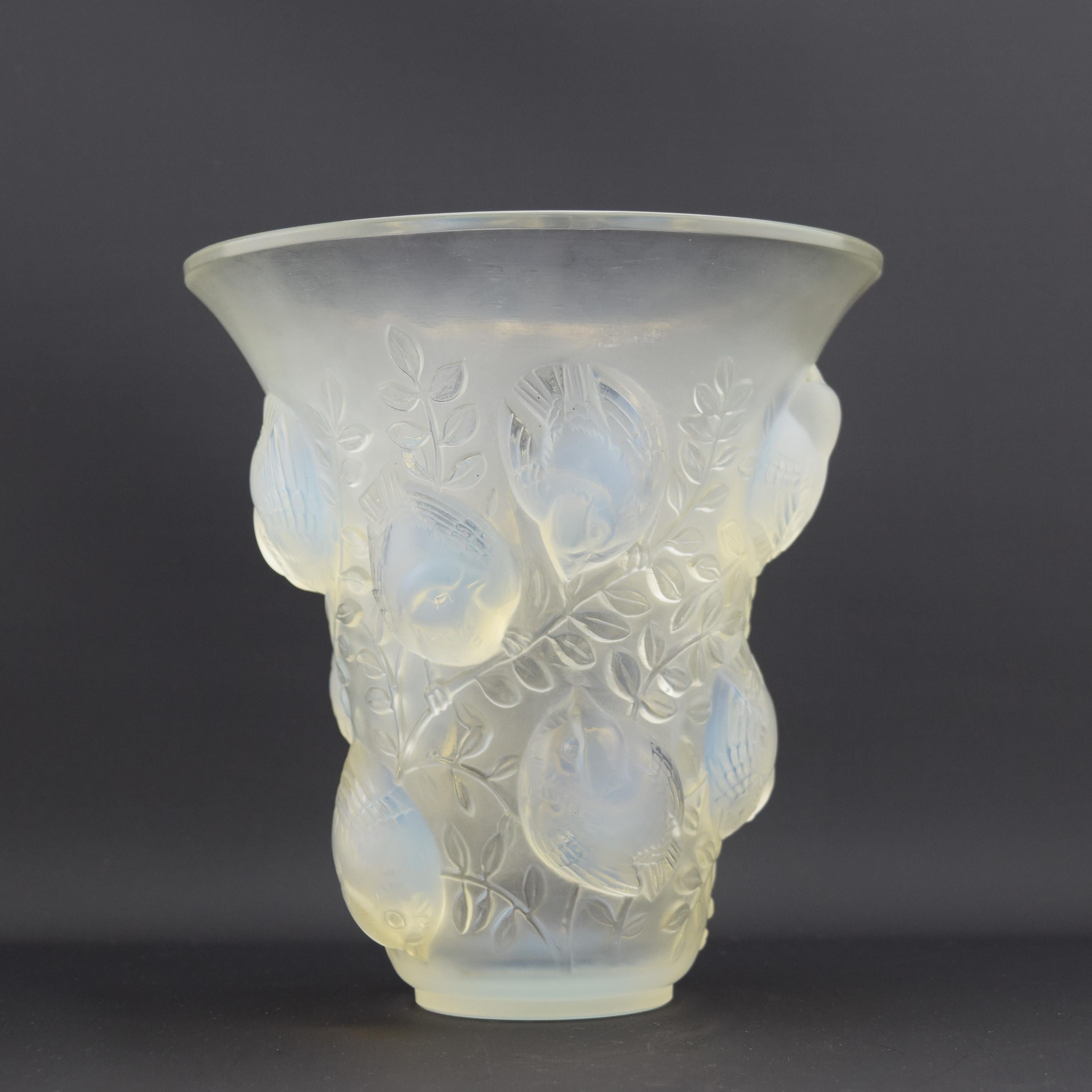 Art Deco Rene Lalique opalescent St Francois vase C1930 For Sale