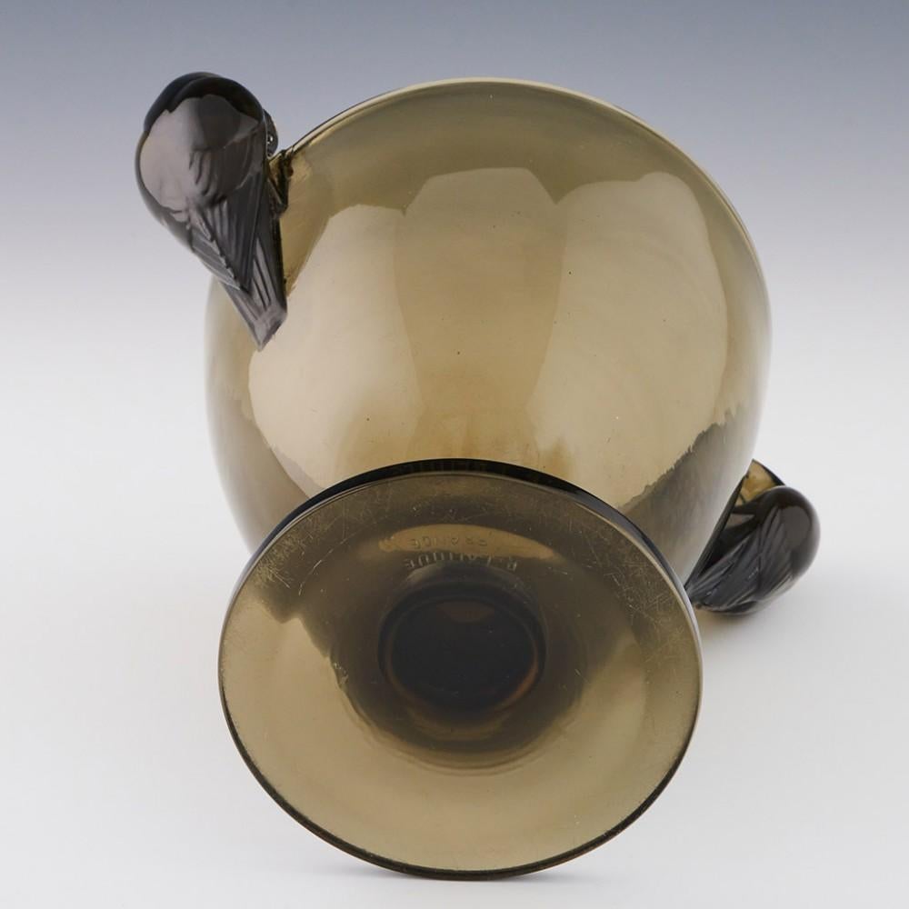Blown Glass Rene Lalique Ornis Vase Designed 1926 - Marcilhac 976