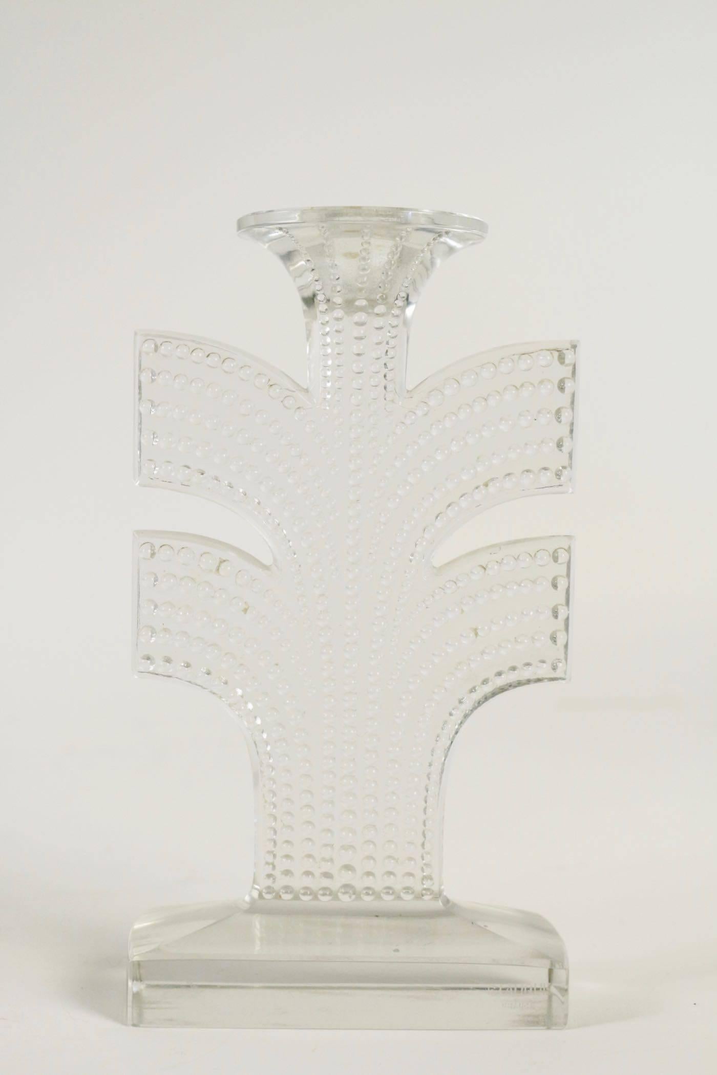 Mid-20th Century Rene Lalique Pair of Candleholder 