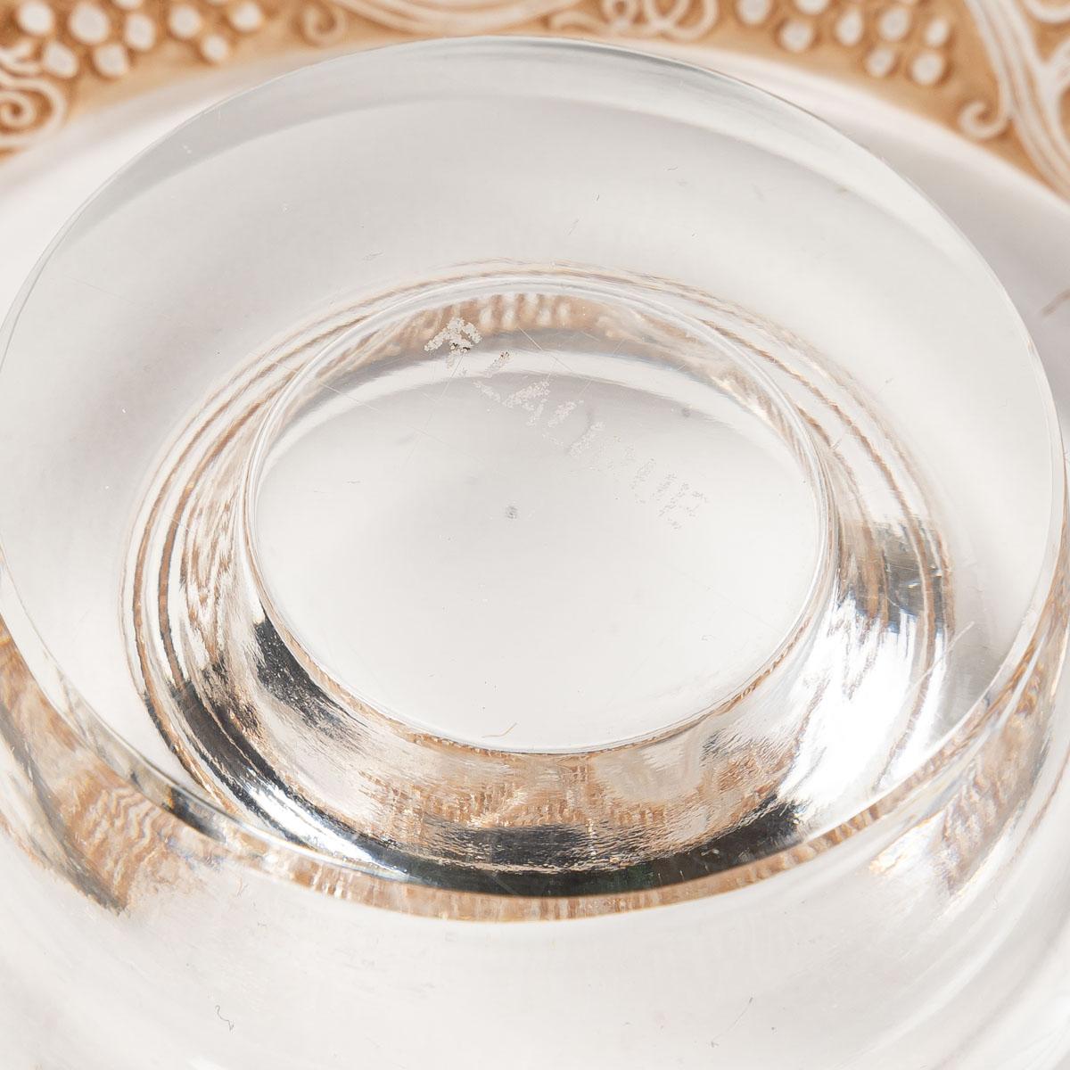 René Lalique - Paar Kerzenleuchter und Schale Ricquewihr Glas mit Sepia Patina im Angebot 2