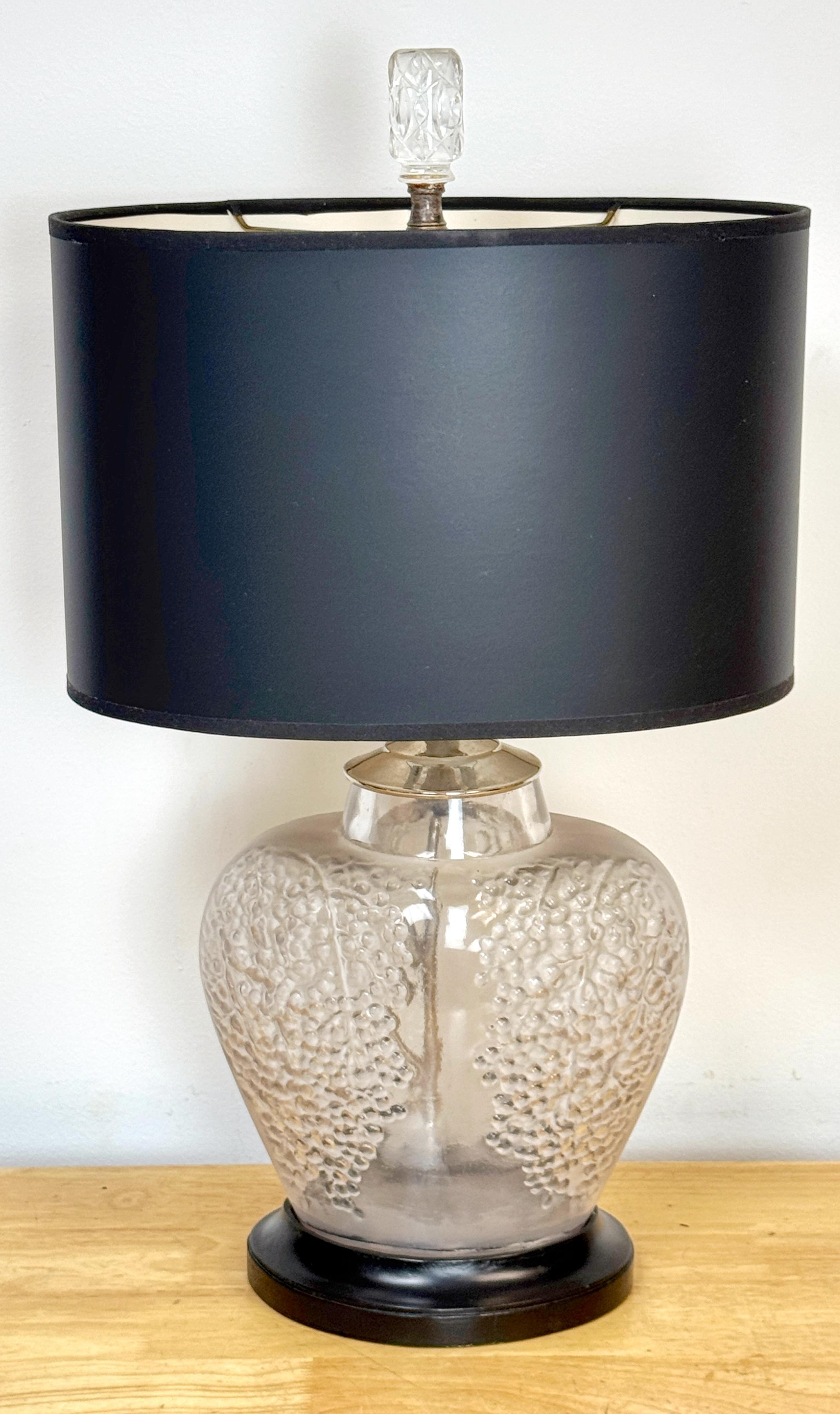 Rene Lalique “Poivre” Vase as Table Lamp, Art Deco France, Circa 1930

A rare and sophisticated transformation of René Lalique’s celebrated “Poivre” vase, originally designed in the 1930s. Featuring the iconic raised pepper seed motif in frosted and