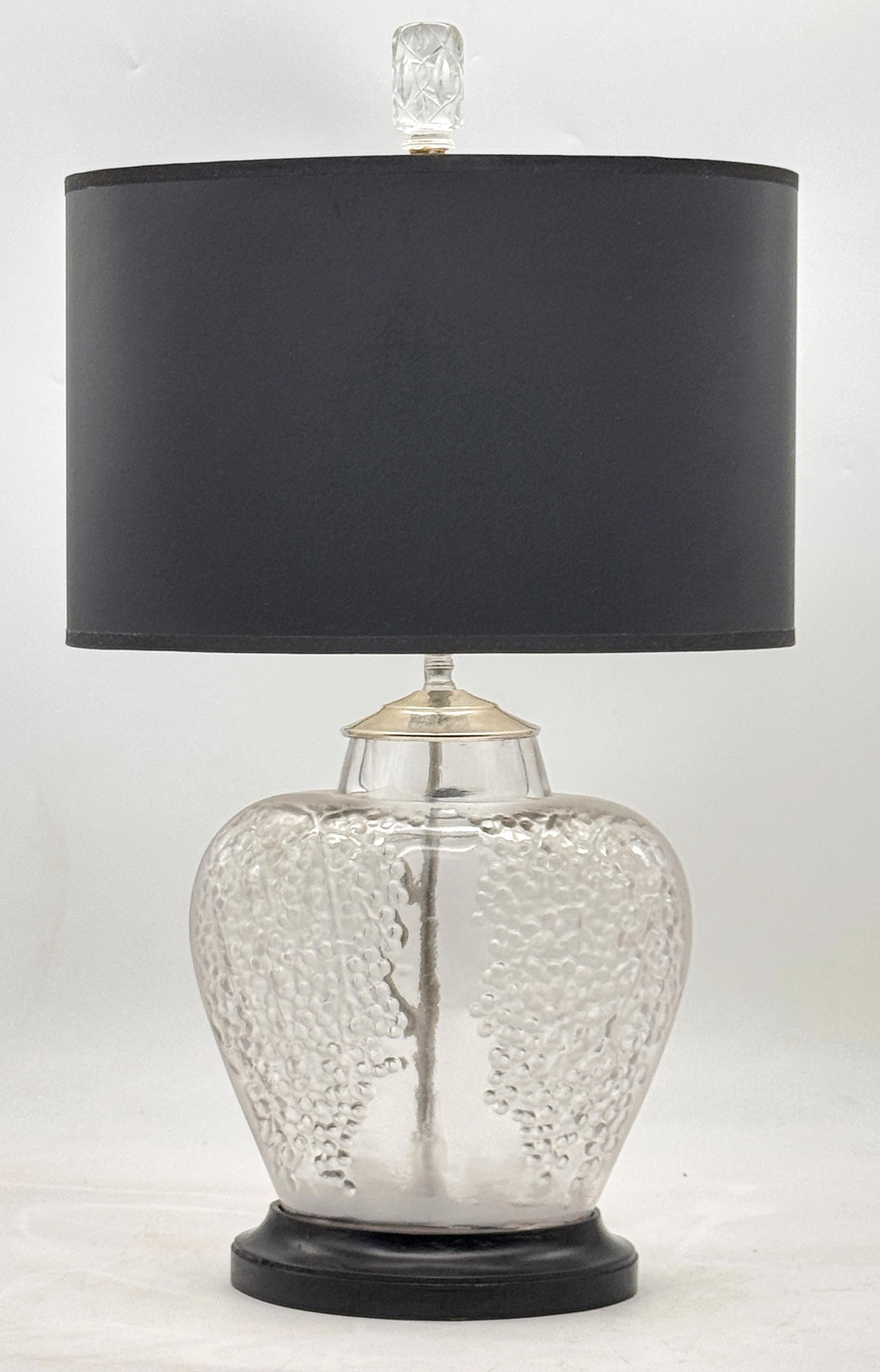 Art Deco Rene Lalique - Poivre Vase, Now as a Lamp For Sale