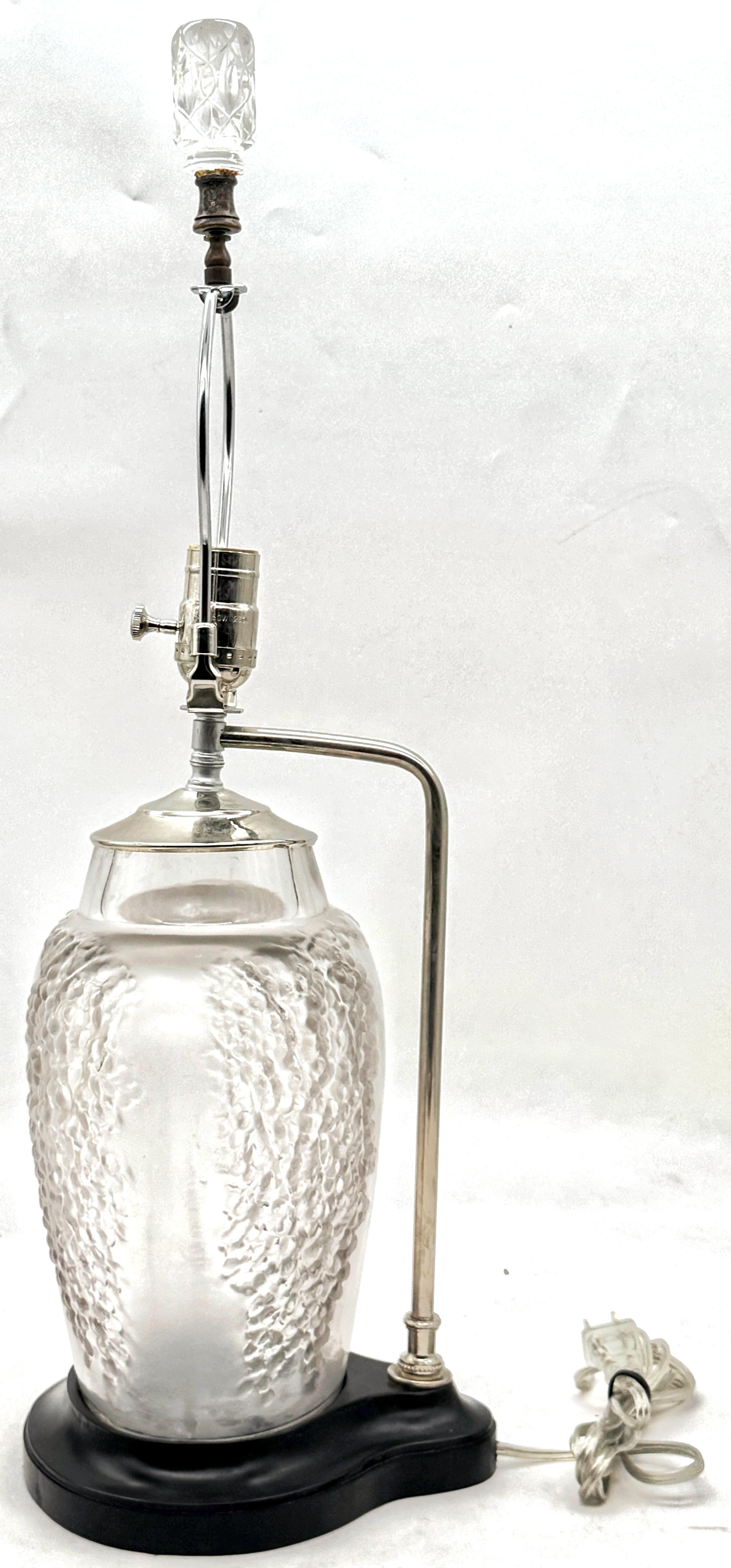 Crystal Rene Lalique - Poivre Vase, Now as a Lamp For Sale