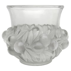 Antique René Lalique, Prunes Vase, C. 1930