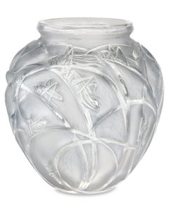 René Lalique Sauterelles Frosted Glass Vase
