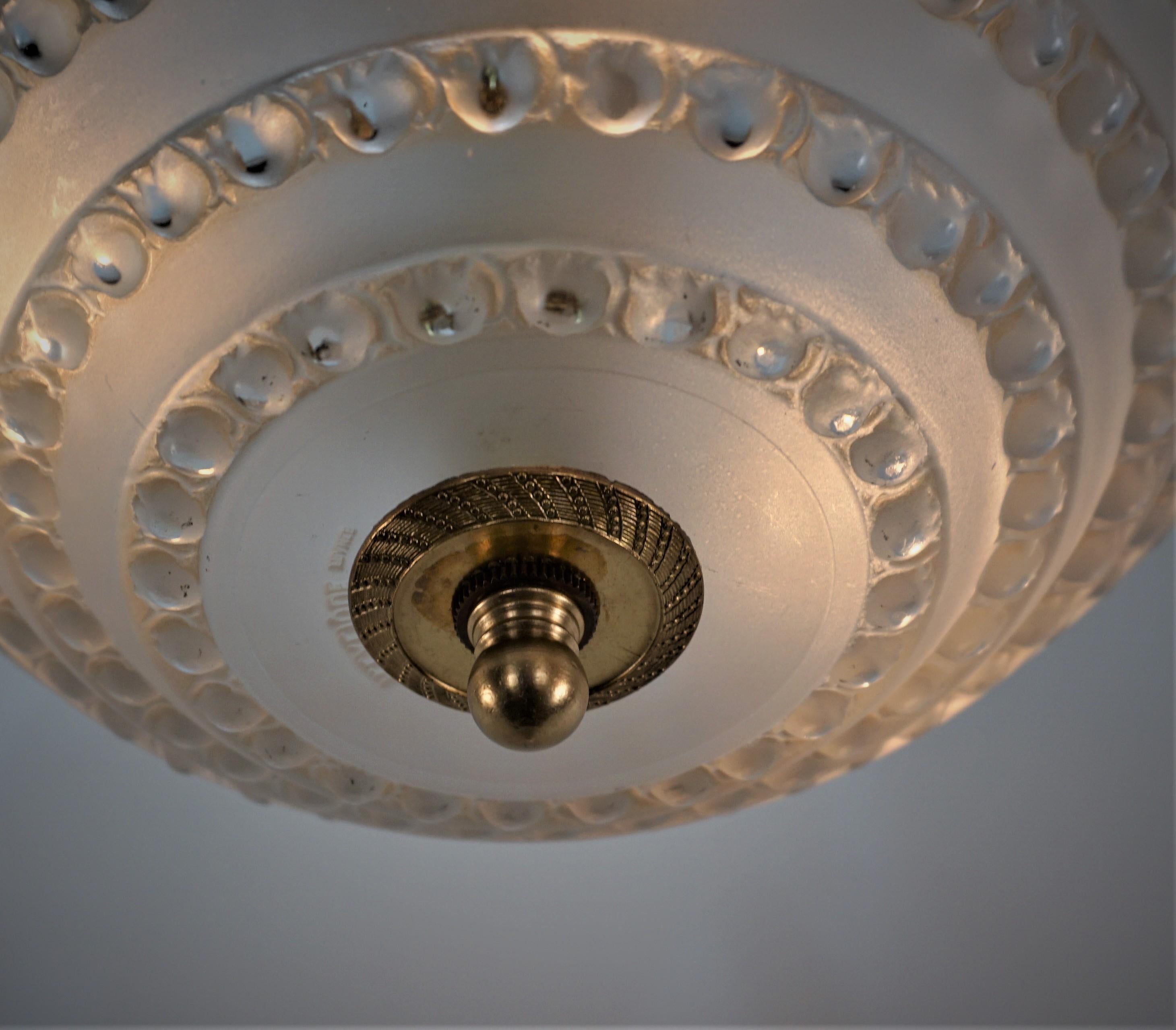 Early 20th Century Rene Lalique Semi Flush Mount Art Deco Chandelier