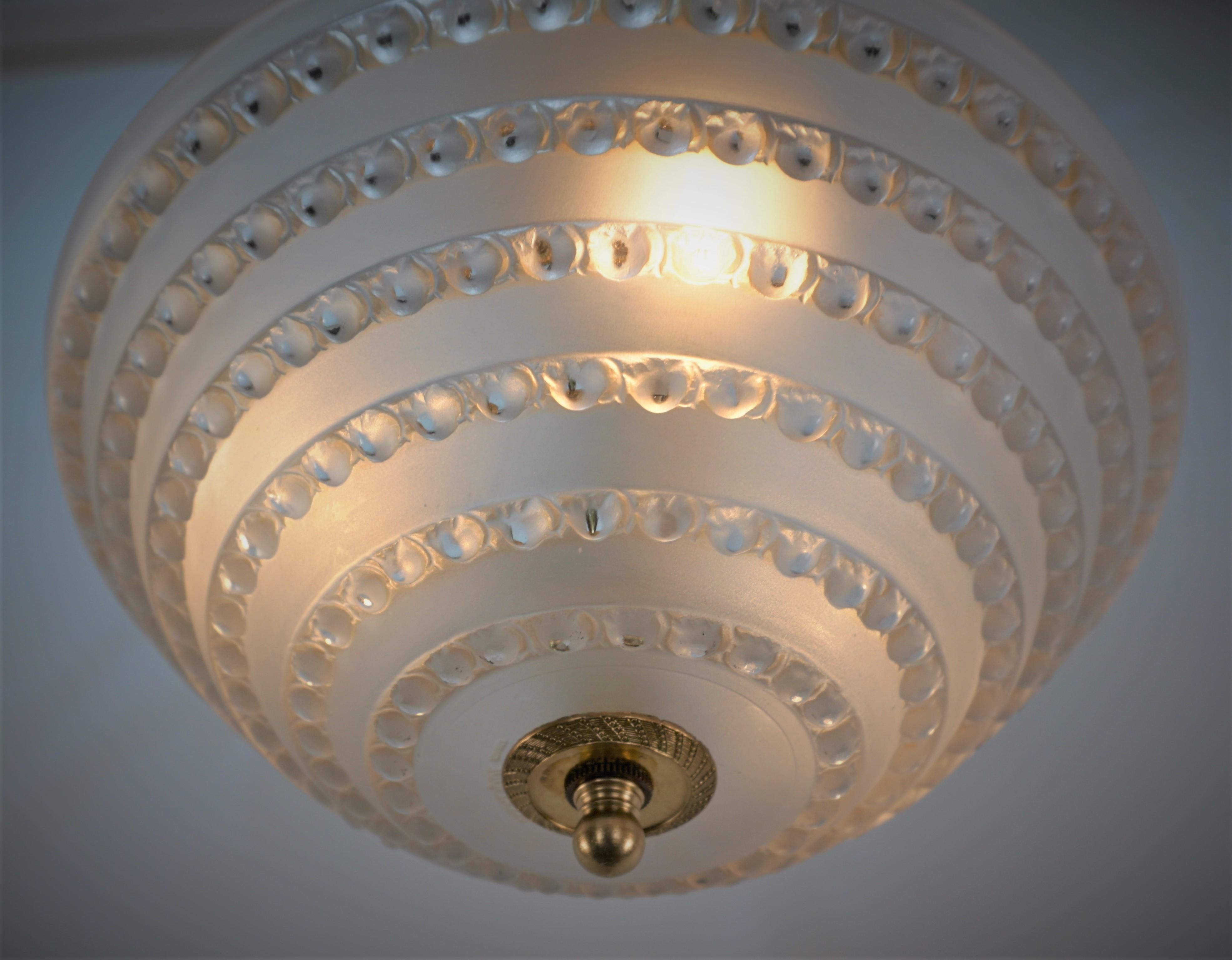 Rene Lalique Semi Flush Mount Art Deco Chandelier 3