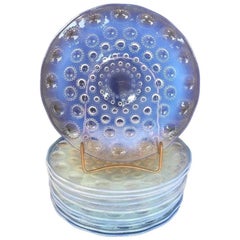 Rene Lalique Set of 12 Chargers in the Asters Pattern, Signed, circa 1935