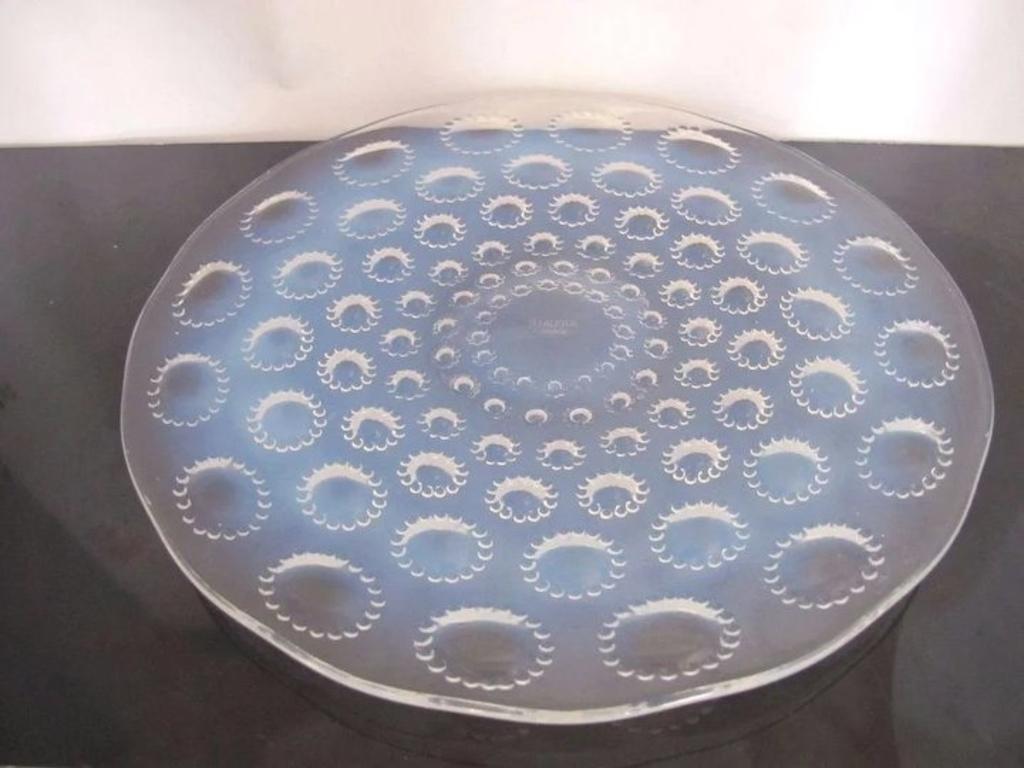 French Rene Lalique Set of 12 Chargers in the Asters Pattern, Signed, circa 1935 For Sale