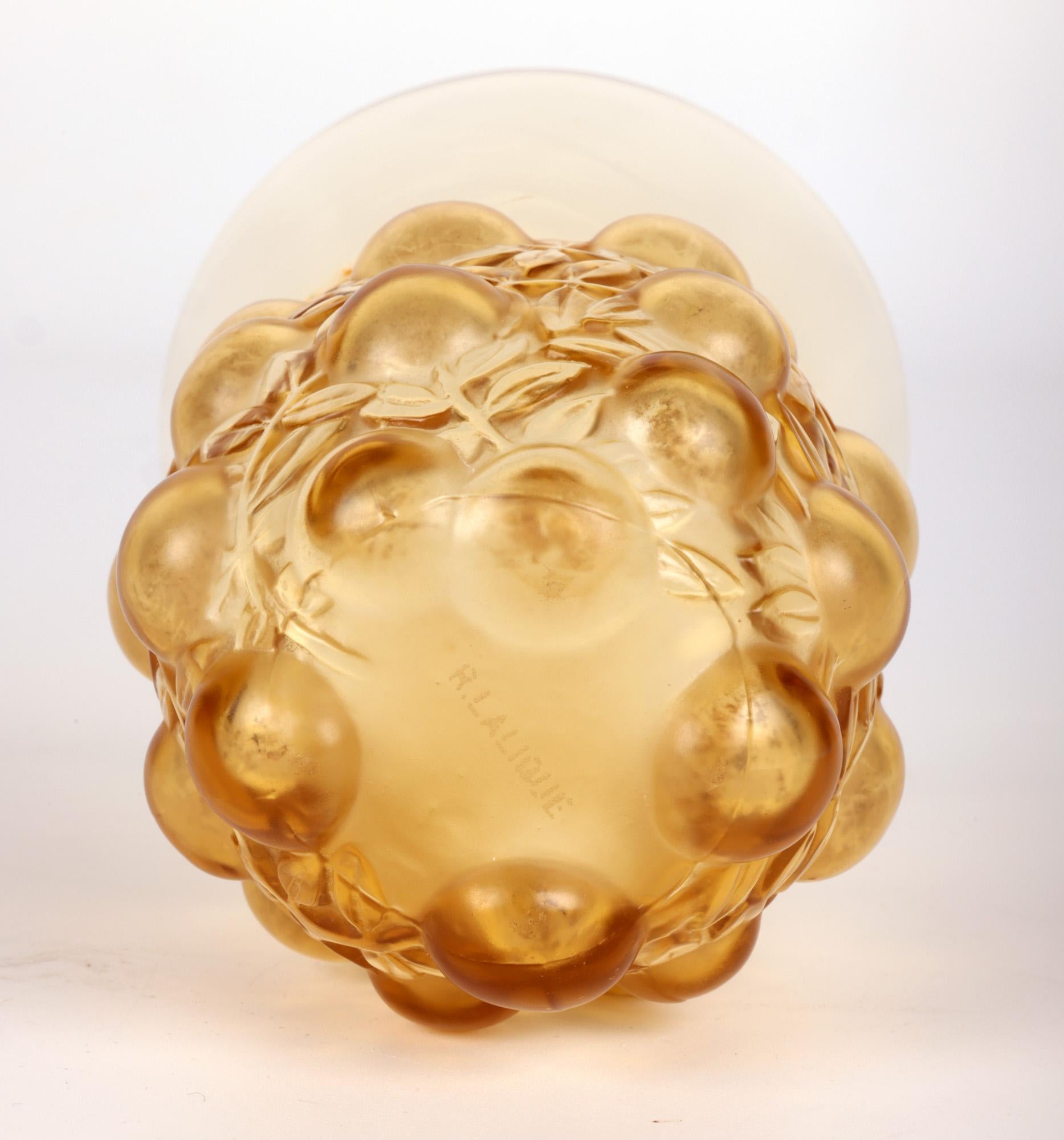 René Lalique Setubal Fruiting Foliage Amber Glass Beaker For Sale 6