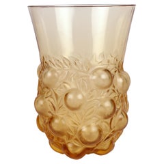 Vaso de cristal ámbar René Lalique Setubal Follaje Frutal