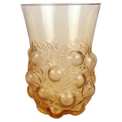 René Lalique Setubal Fruiting Foliage Amber Glass Beaker