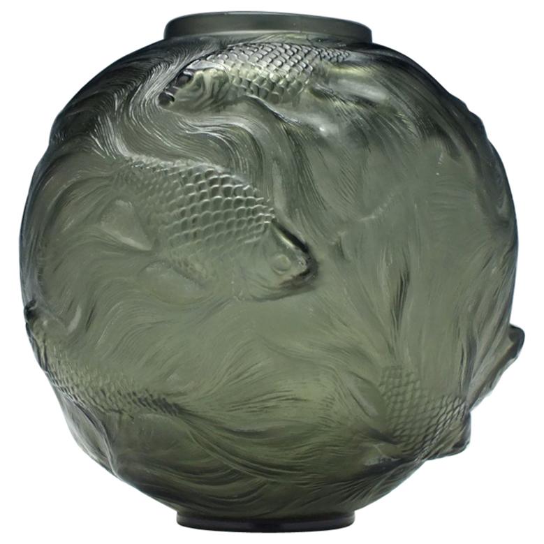 René Lalique Smoke Grey Formose Vase Marcilhac No. 934