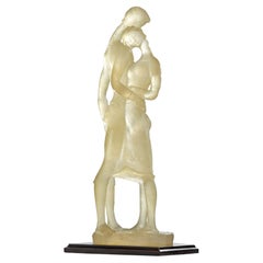 René Lalique Style Signed Resin Sculpture of Two Lovers 81cm Tall René Lalique Style Signed Resin Sculpture of Two Lovers 81cm Tall