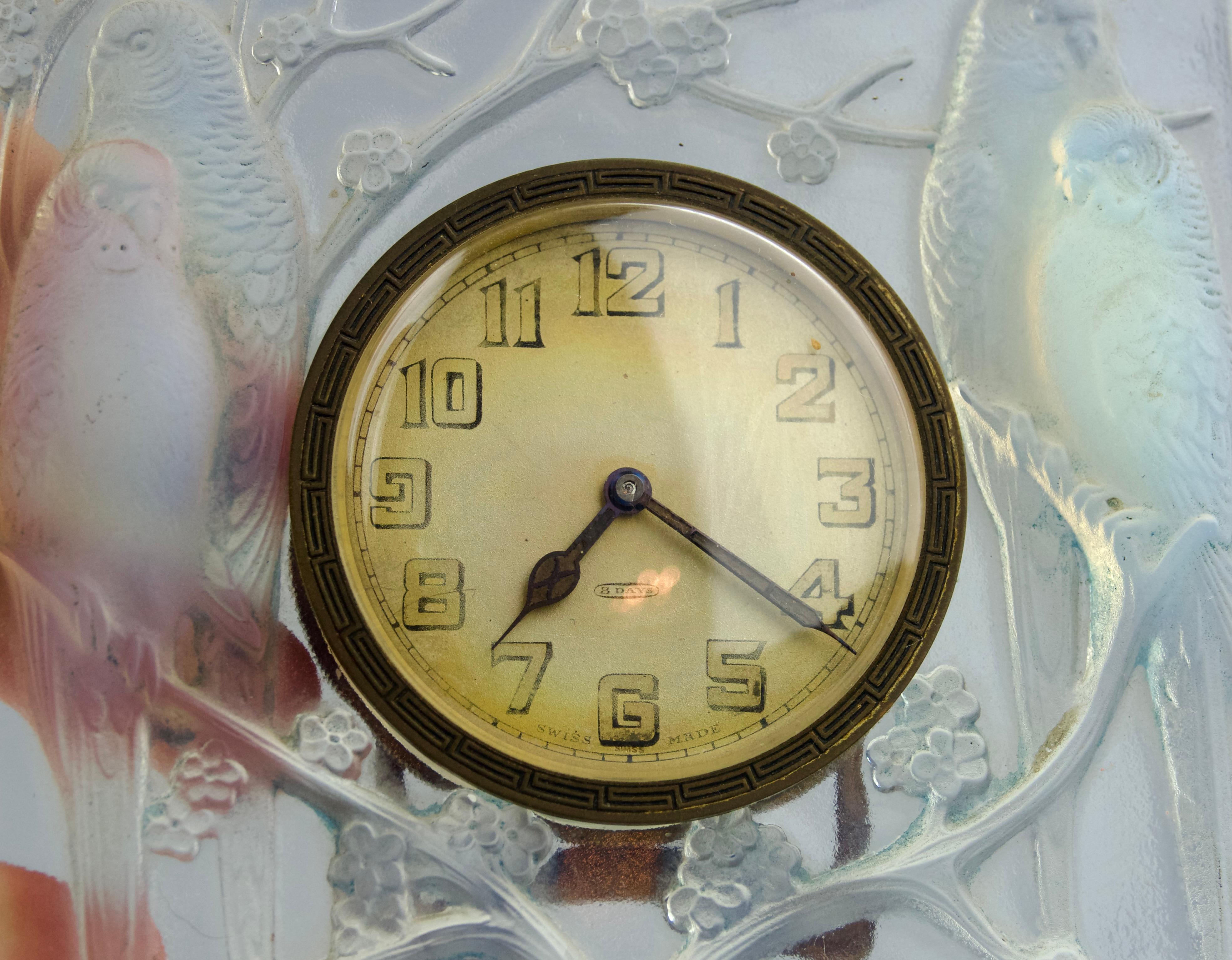 Molded René Lalique, Table Clock 