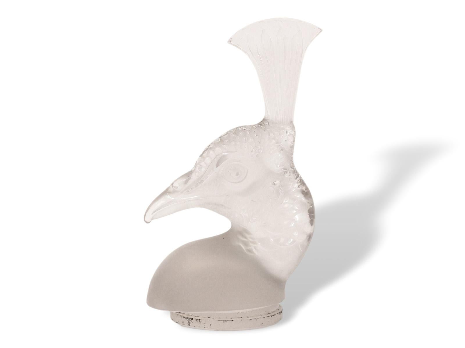Mascotte per auto di Rene Lalique Tête De Paon (testa di pavone) in vendita 1