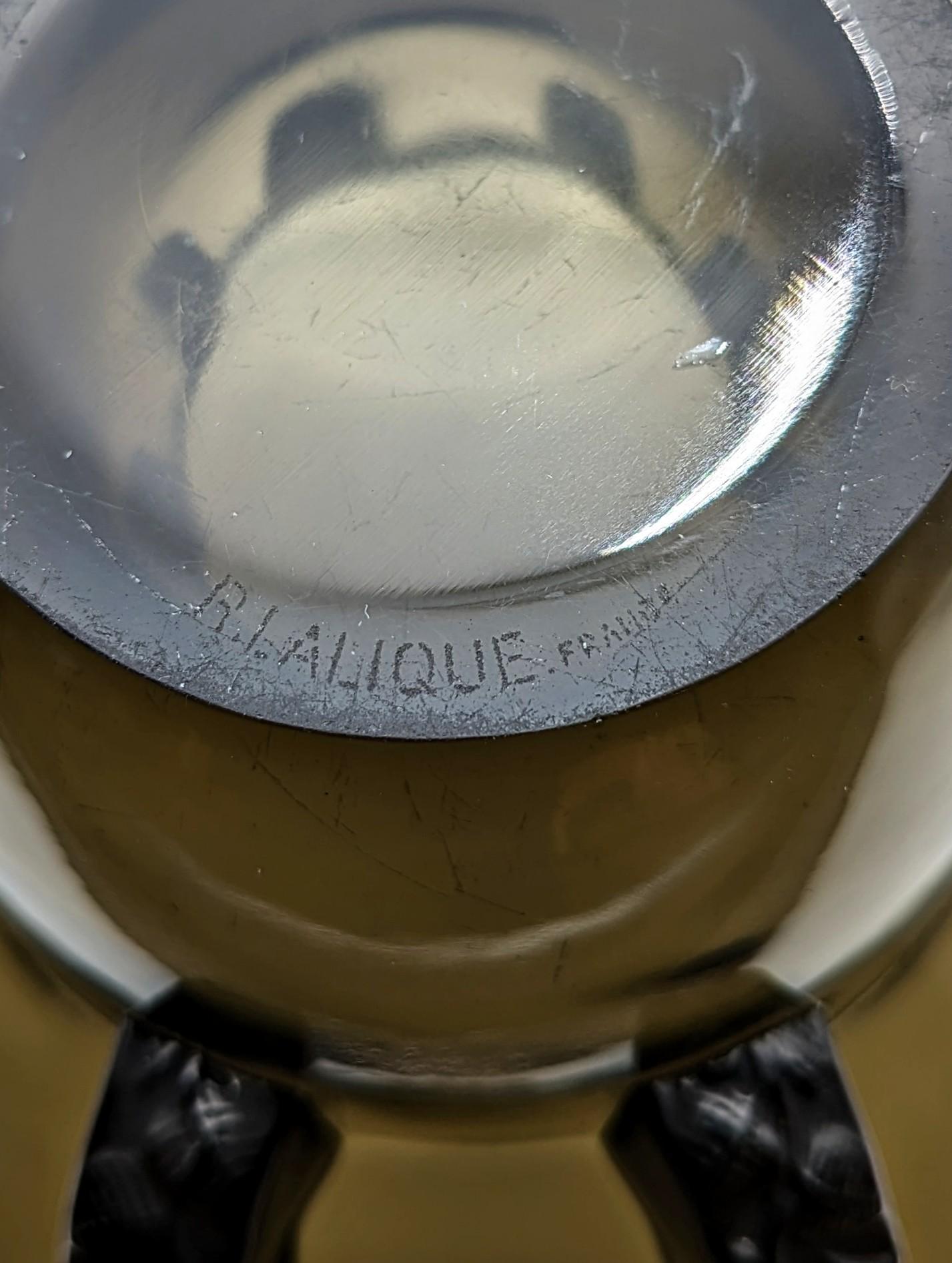 Pressed René Lalique topaz glass art deco Vase 